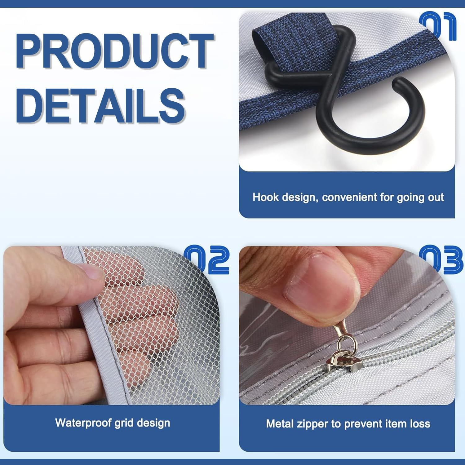 Ostomy Accessory Storage Bag Protable Ostomy Travel Bag Hanging Toiletry Bag Ostomy Supplies Organizer for Ostomy Accessory Storage Bags for Women and Men Ostomy Colostomy Ileostomy (Dark Blue) image number 2