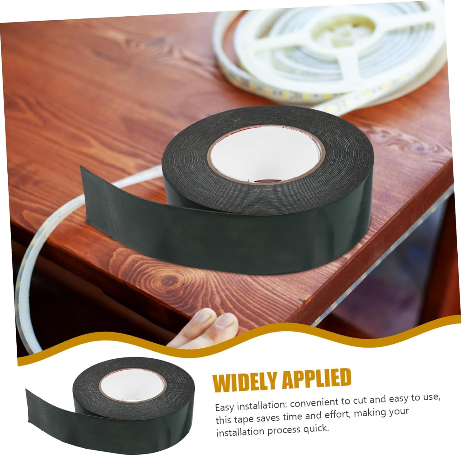 Zerodeko Double Sided Adhesive Foam Tape Black Heavy Duty Mounting Tape Easy Install For image number 6