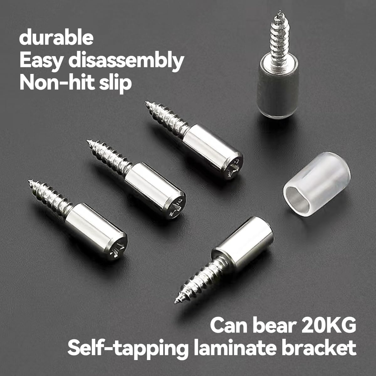 NILLOS Self Tapping Cabinet Shelf Screws, 40 PCS Cabinet Laminate Support Shelf Bracket with Transparent Covers for Hanging, Furniture, Shelf Cabinet Support and Mounting (25X7.5 Mm)