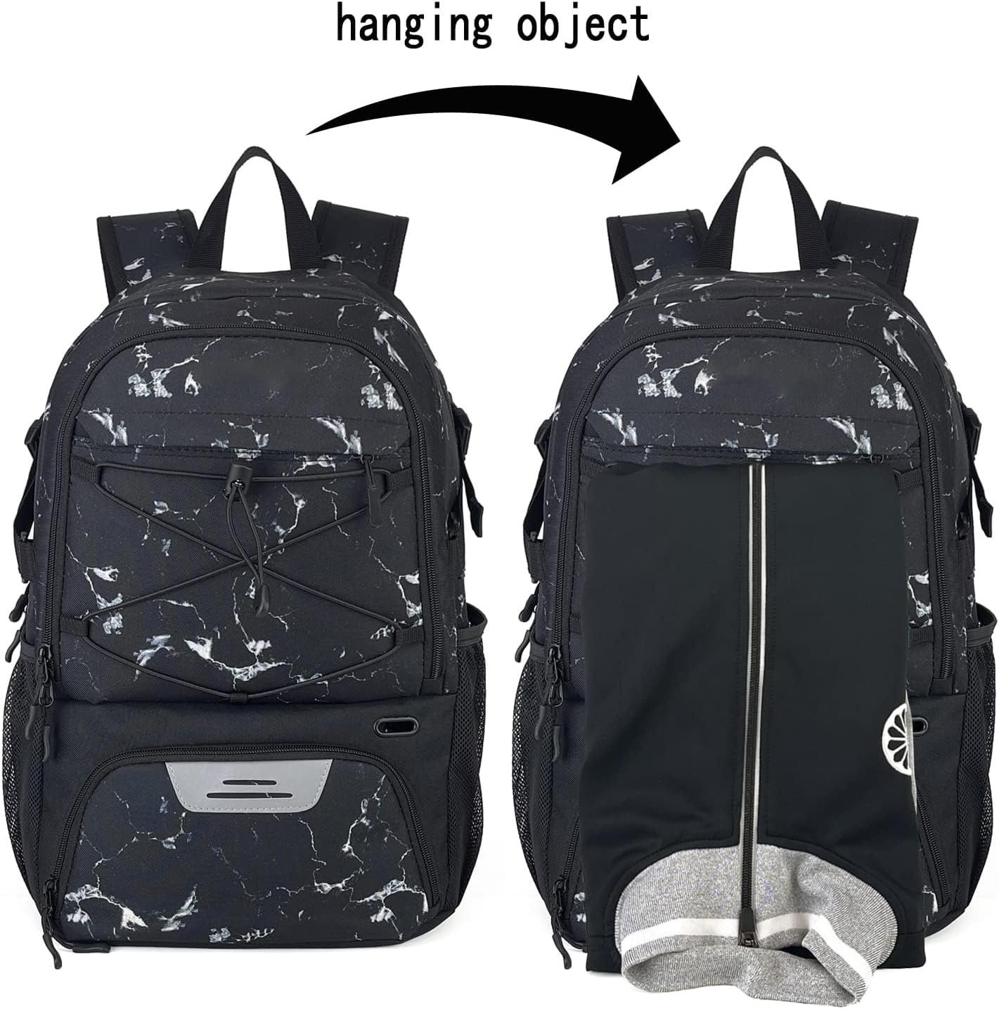 Basketball Backpack with Ball and Shoes Compartment Fit Volleyball, Soccer, Swim, Gym, Travel, and School, Large Capacity Sports Training Equipment Bags(Black) - Red image number 1