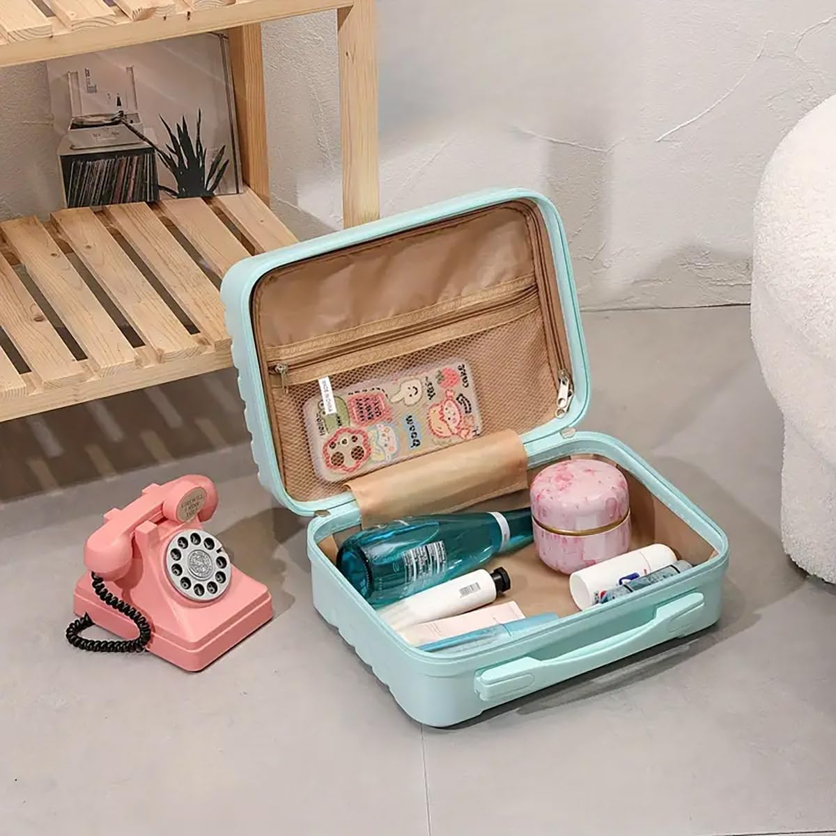 AIMALL Portable Suitcase Mini Wedding Storage Box | 14-Inch Password Secure Small Fresh Hand Carry Gift Box | Durable ABS Construction | Available in Six Colours - 12.2X8.3X5.9 Inches - Beige image number 6