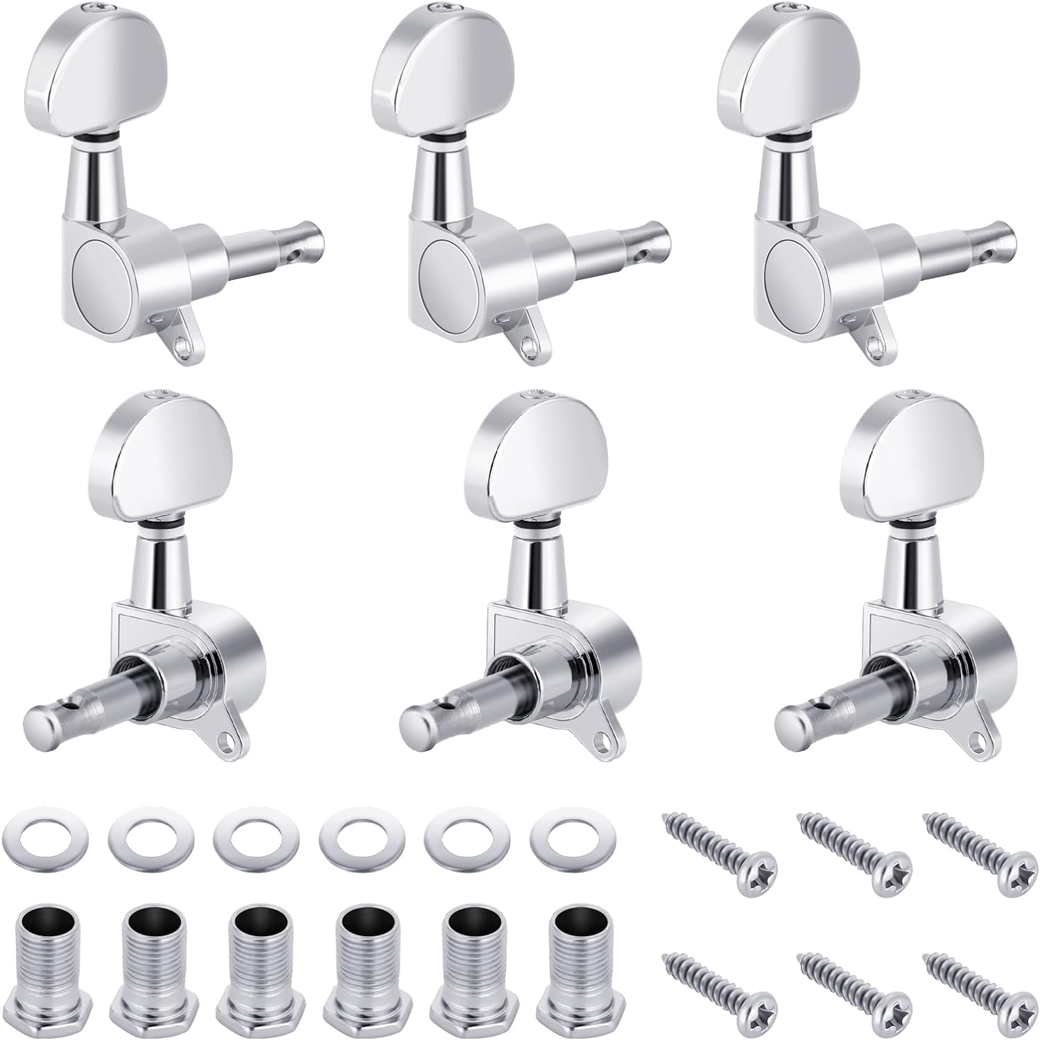 Neewer 6 Pieces Guitar Machine Heads Knobs Guitar String Tuning Pegs Machine Head Tuners for Electric or Acoustic Guitar (3 for Left + 3 for Right) image number 1