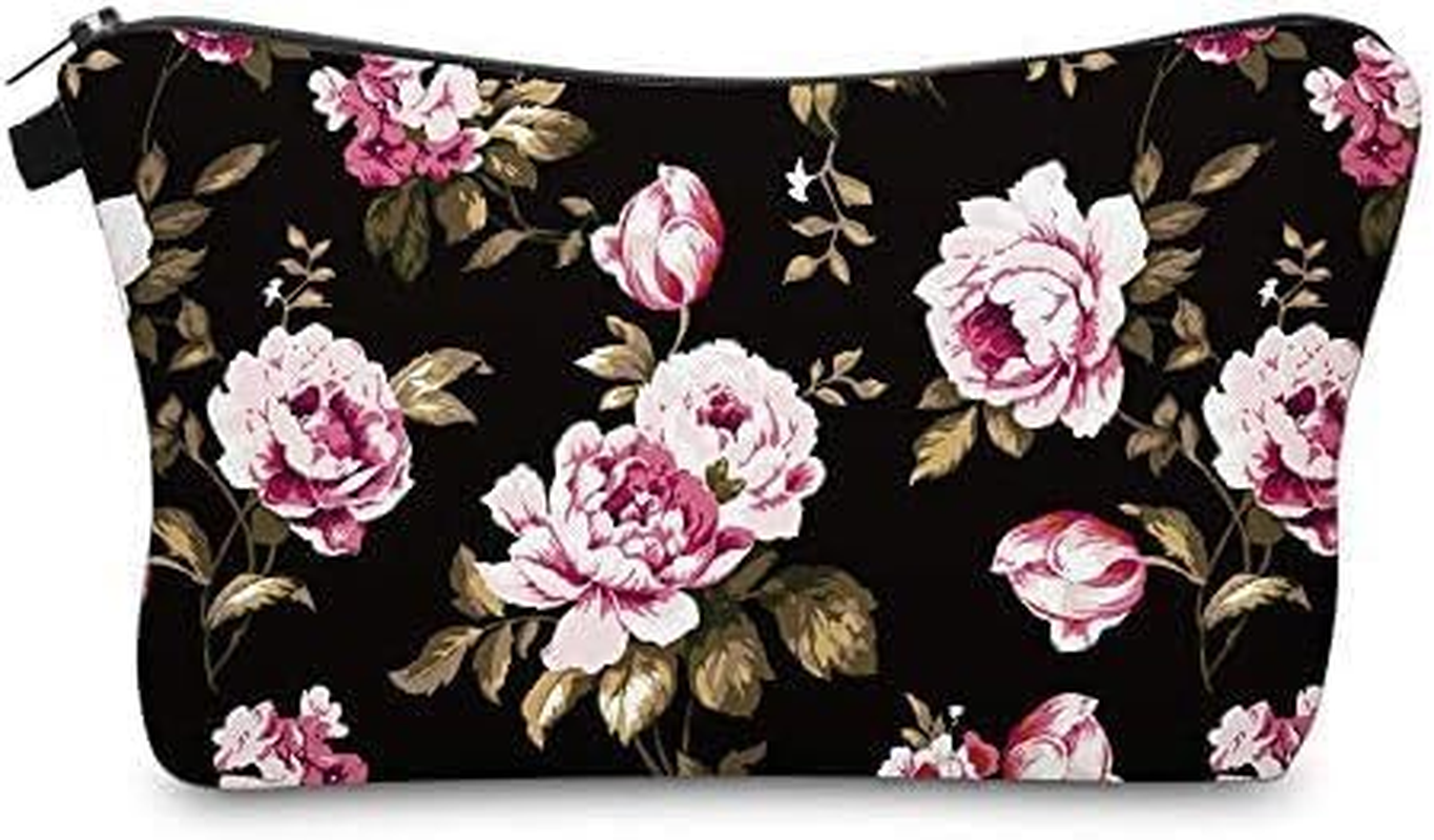 Travel Makeup Case Small, Cosmetic Zipper Bag Waterproof Small Pouch for Purse Mini, Women Cute Traveling Accessories Pouch for Ladies(Stripes Cherry)