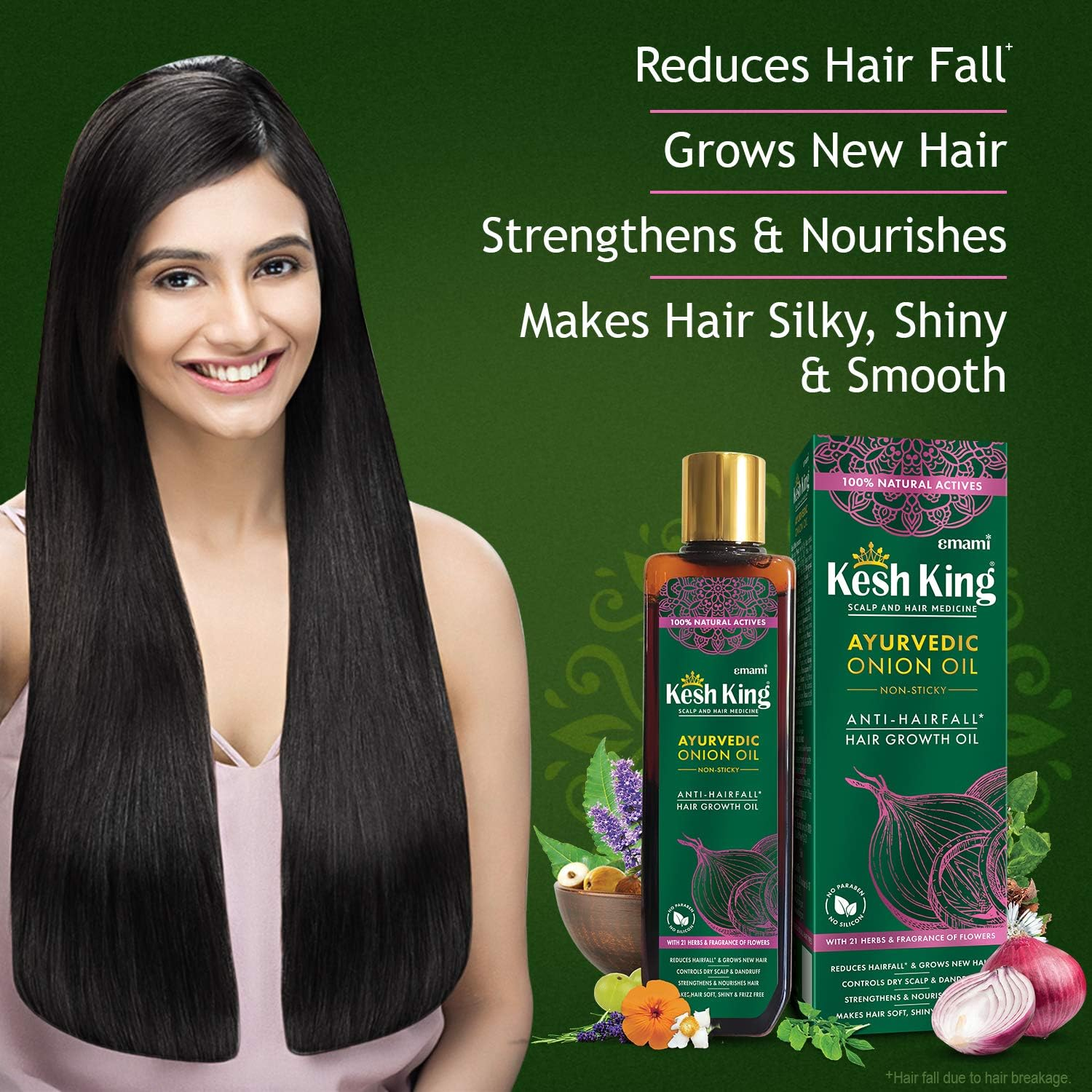 Kesh King Ayurvedic Onion Oil Non Sticky anti Hair Fall Hair Growth Oil 200Ml image number 1
