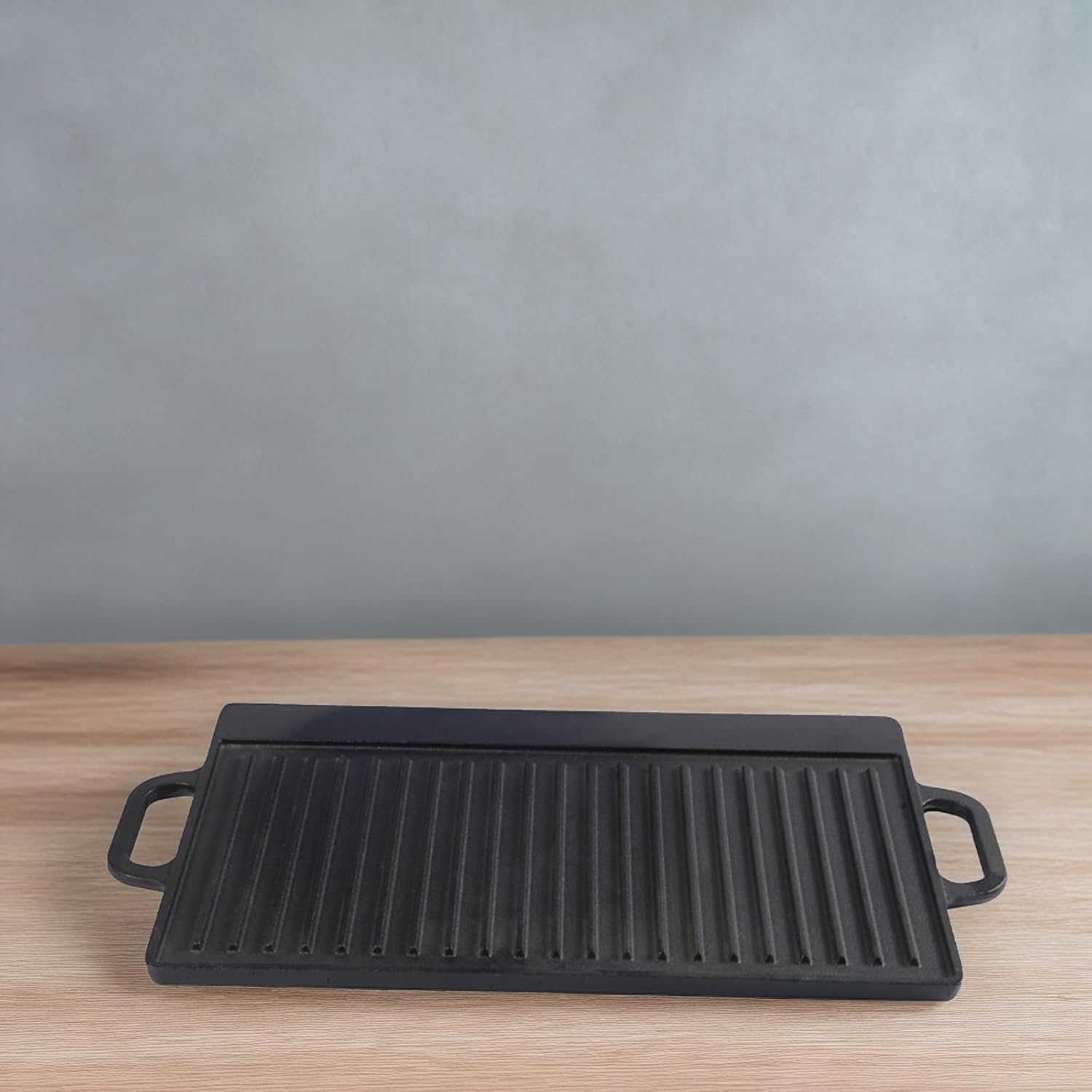 1X Cast Iron Griddle 50X23CM - Double-Sided Flat/Ridged Design, Griddle Pan for Stovetop, Camping & Fire Pit, Perfect for Grill BBQ, Steaks, Vegetables image number 6