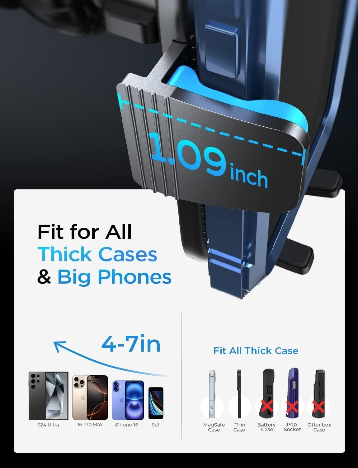 LISEN Car Phone Holder [2024 Upgrade] Air Vent Phone Holder for Cars [Never Slip & Fall] Super Stable Car Phone Mount Compatible with All Phones, Iphone 15 Pro Max plus 14 13 12 Series, Samsung S24 23 image number 3