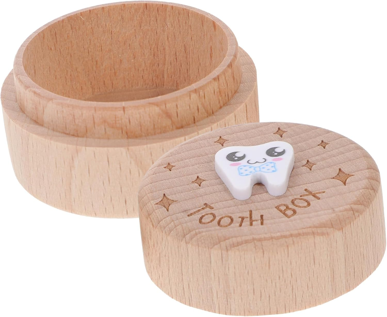 GARVALON Boy Girl Fetal Hair Box Boys and Girls Tooth Collector Wooden Storage Container image number 1