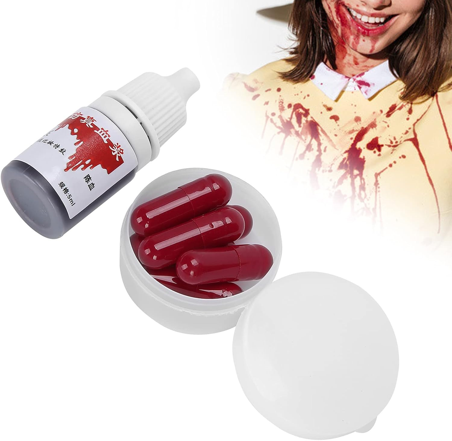 Fake Blood Capsules, Practical Safe and Reliable Fake Blood Pill Convenient for Theater Film, Special Effects image number 4