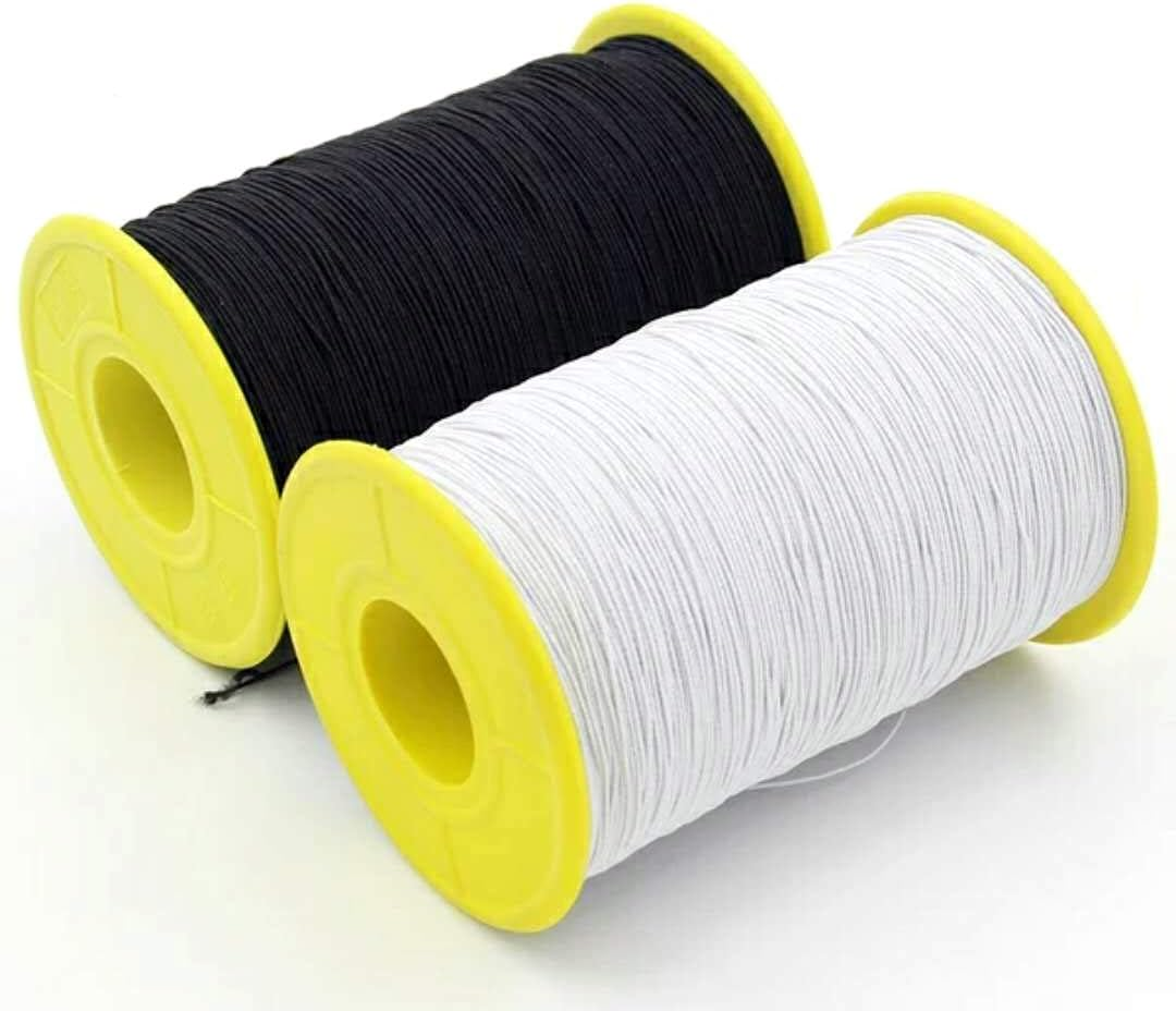 Welliestr (2 Rolls) White and Black Elastic Thread 547 Yard Package 0.5Mm Thickness image number 3
