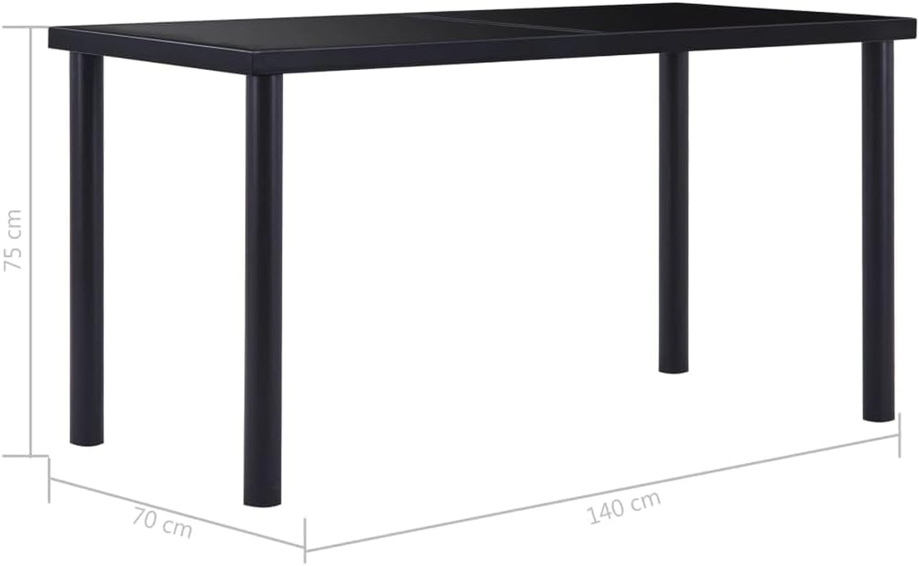 'Vidaxl Contemporary Dining Table with Black Tempered Glass Top and Powder-Coated Metal Frame - Easy Clean, Durable - Ideal for Kitchen, Dining Room, Outdoor Dining image number 5