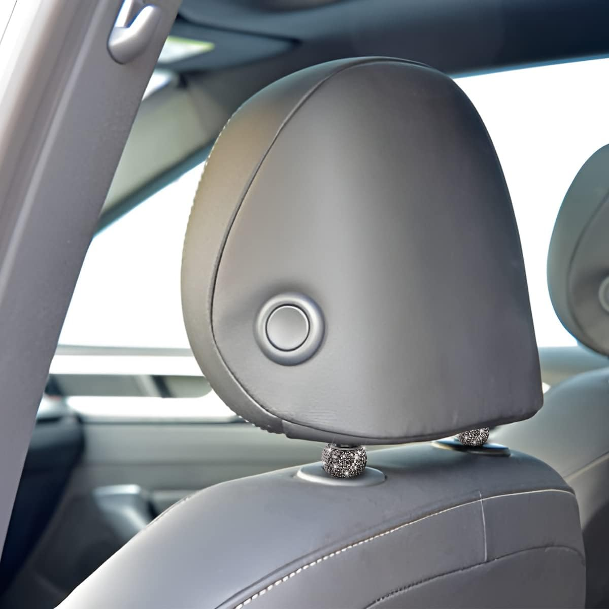 XINLIYA 4 Pack Car Headrest Collars, Bling Car Head Rest Collars Rings Decor, Rhinestone Car Head Rest Collars, Interior Car Seat Accessory, Crystal Decoration Charms for Car SUV Truck (Bright Black) image number 2