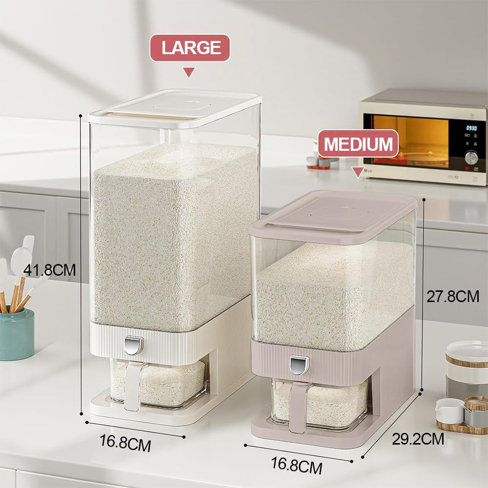 Rice Dispenser, Cereal Snack Storage Container Bucket with Large Measuring Cylinder Rice Cup for Home Kitchen Food Sealed Storage to Preserve Rice, Soybeans and Sugar Etc (Large) image number 3