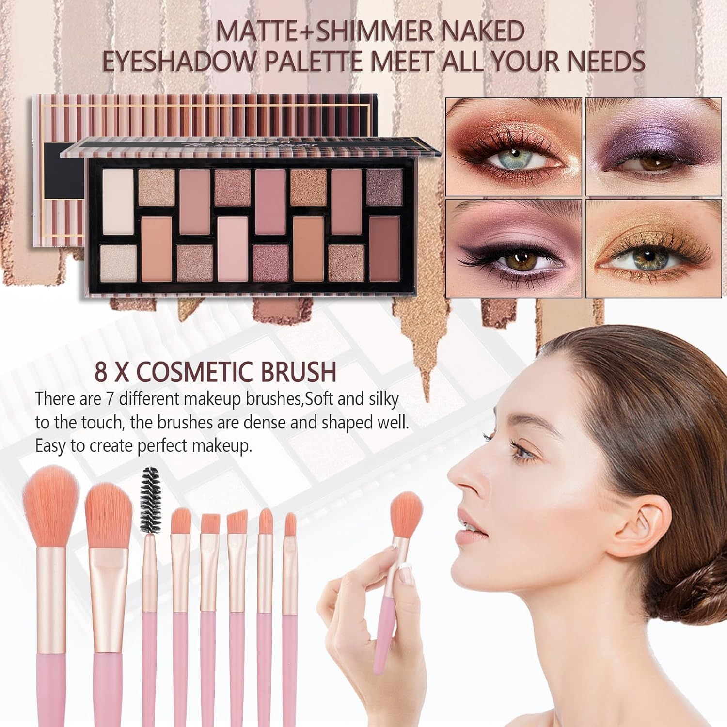 Makeup Kits for Girls Teens, Makeup Kit for Women Full Kit, Make up Set for Women with Eyeshadow Palette, Brushes, Mascara, Eyeliner, Lip Gloss, Eyebrow Pencil image number 1