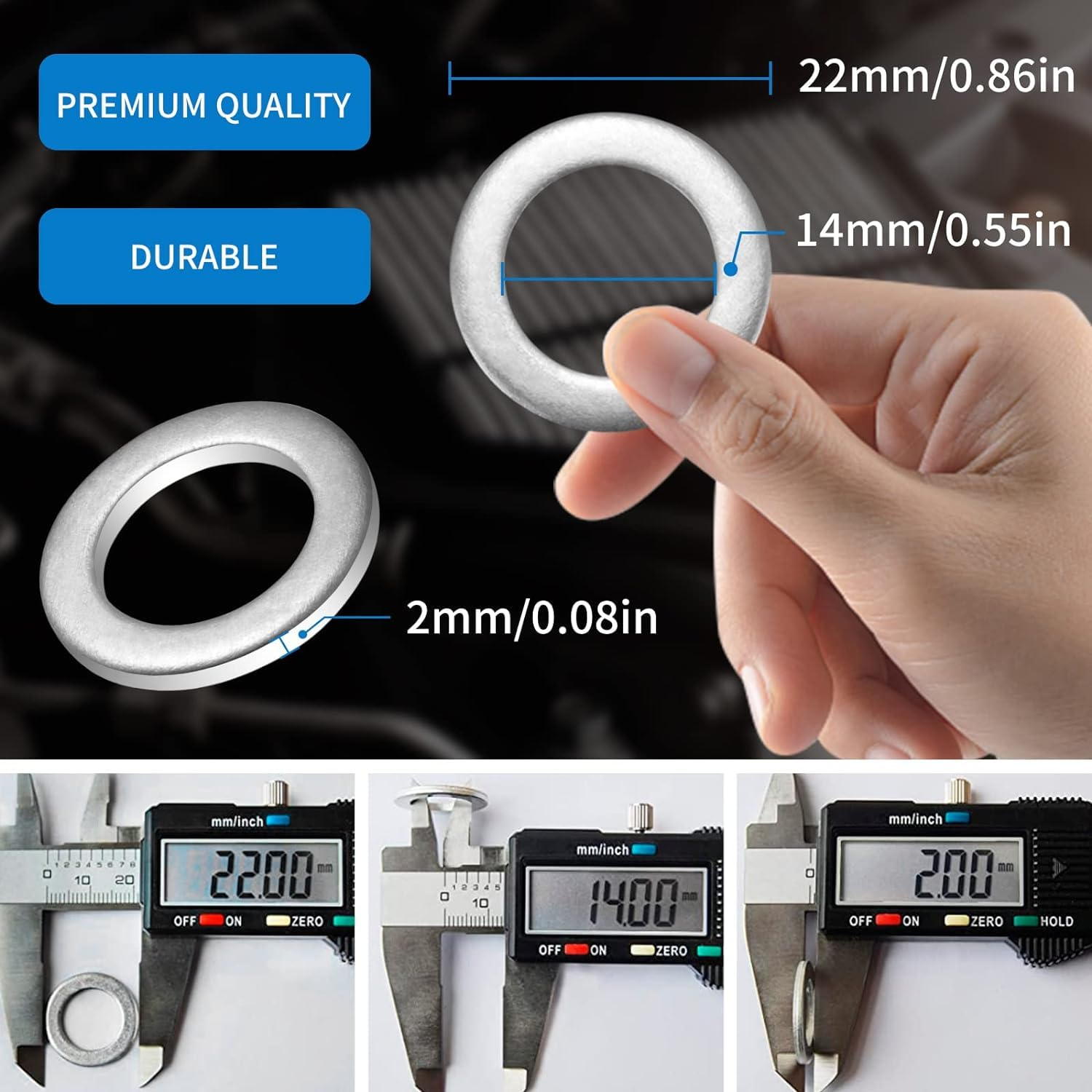 20Pcs Aluminum Drain Packing M14 Oil Drain Plug Gasket Compression Washer Sealing Ring Change Oil image number 3