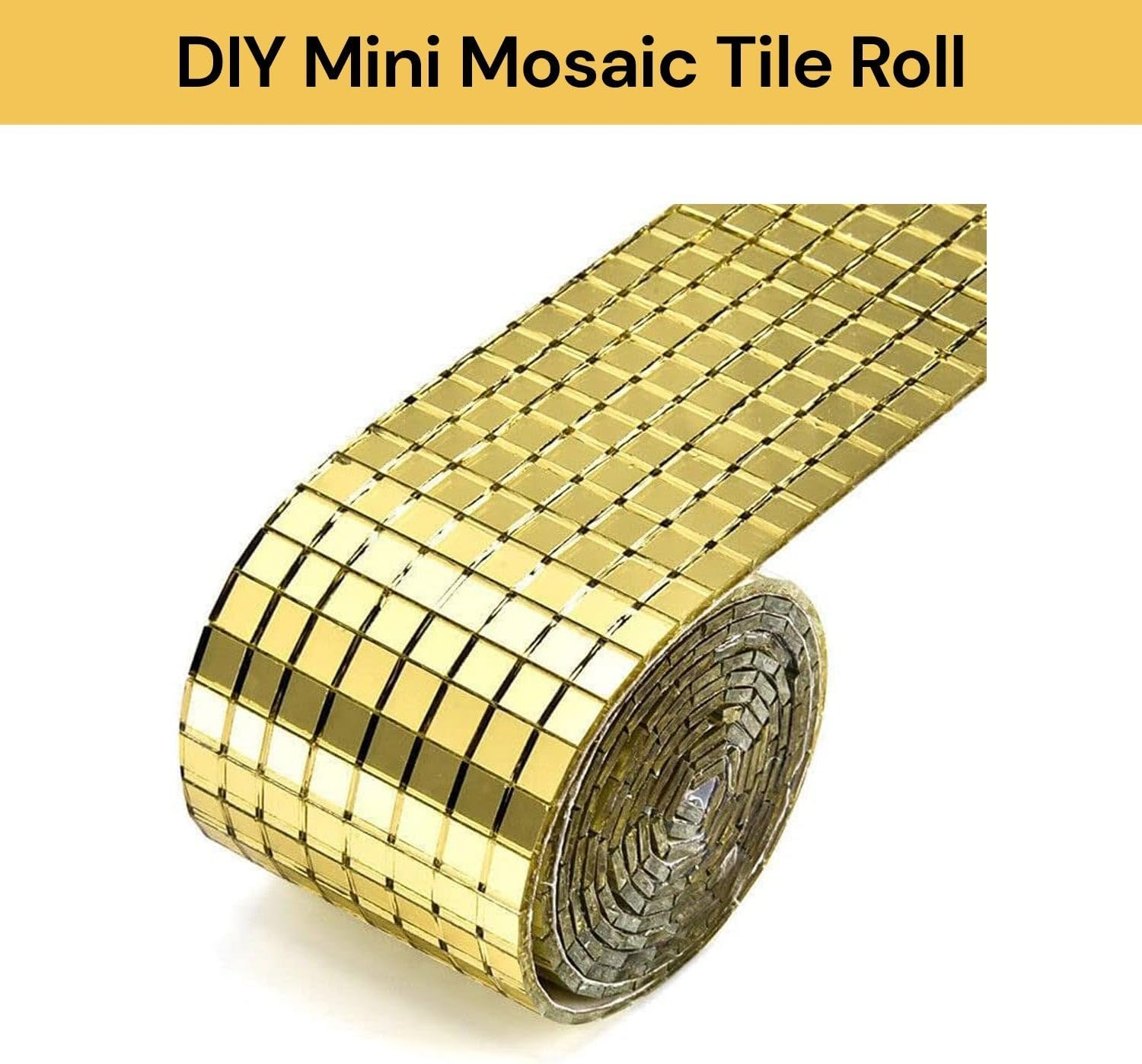 EZONEDEAL 1464 PCS Self Adhesive Mosaic Tiles, 5 X 5 Mm Disco Tiles, Square Mirror Mosaic Tiles for Interior Decoration, DIY Disco Ball Tiles, Card Making and Art Collage (Gold) - Silver image number 3