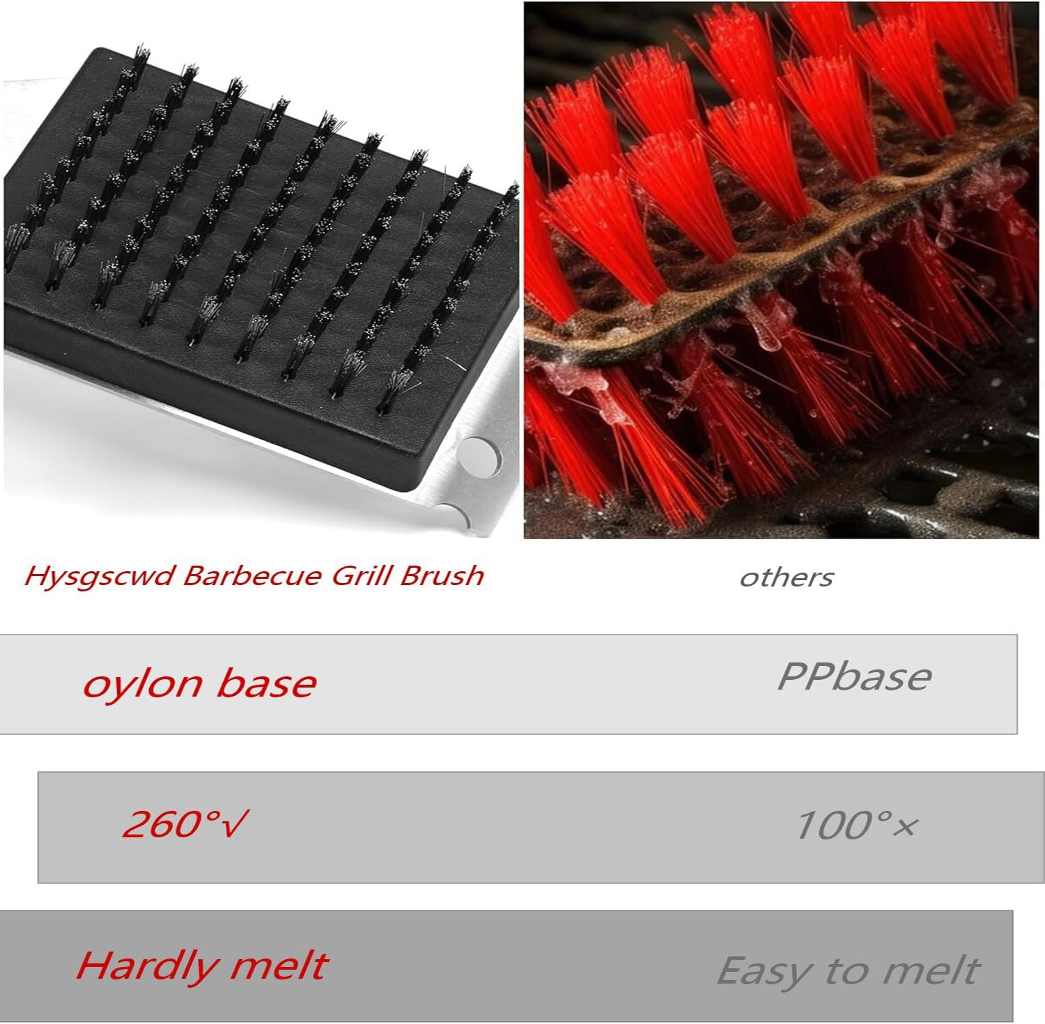 Hysgscwd 2 Pcs Grill Brush and Scraper, 16.5 in and 14 in Grill Cleaning Brush BBQ Accessories, 304 Stainless Steel Wire BBQ Grill Brush for Outdoor Grill, Safe Barbecue Cleaner Brush with Extended image number 6