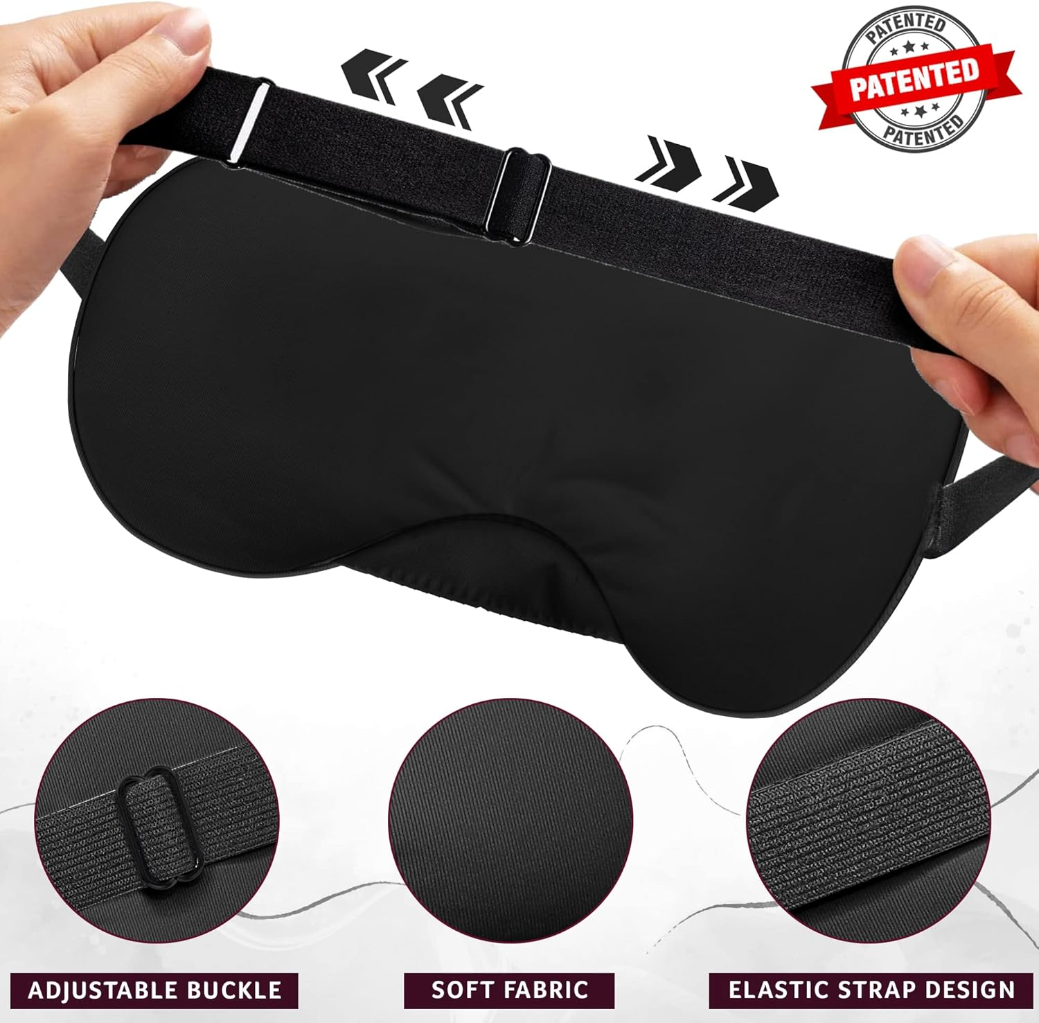 Silk Eye Mask, Eye Mask for Sleeping, Blindfold, Super Soft Sleep Masks for Women & Men with Adjustable Straps, Sleeping Mask, Blackout Sleep Mask &ndash; Black - Black Silk image number 5