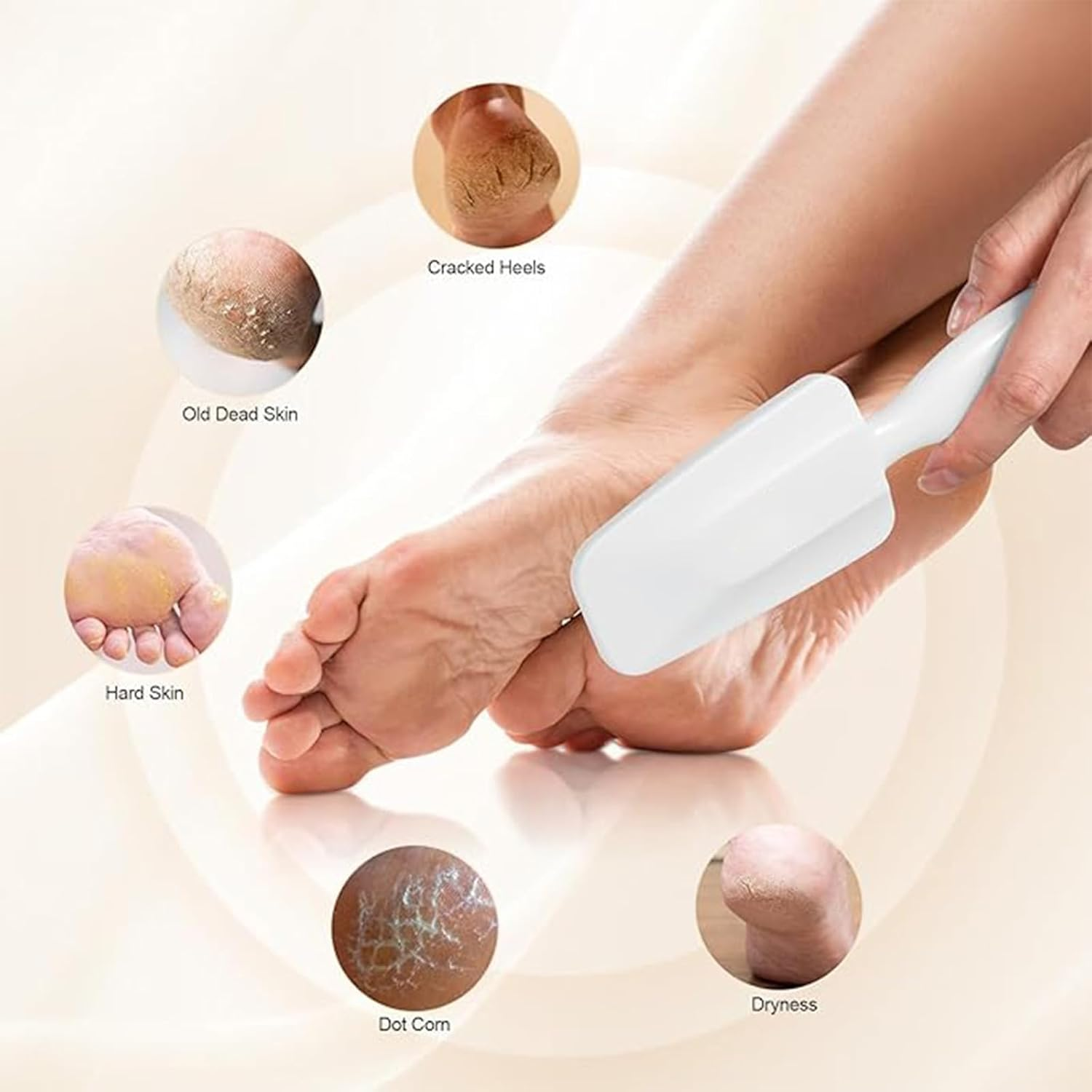 Glass Foot File Callus Remover,Foot Filefoot Scrubber for Dead Skin, Cracked Heel Foot Scraper for Dead Skin,For Cracked Feet,Heels, Elbows Foot Scraper - White image number 3