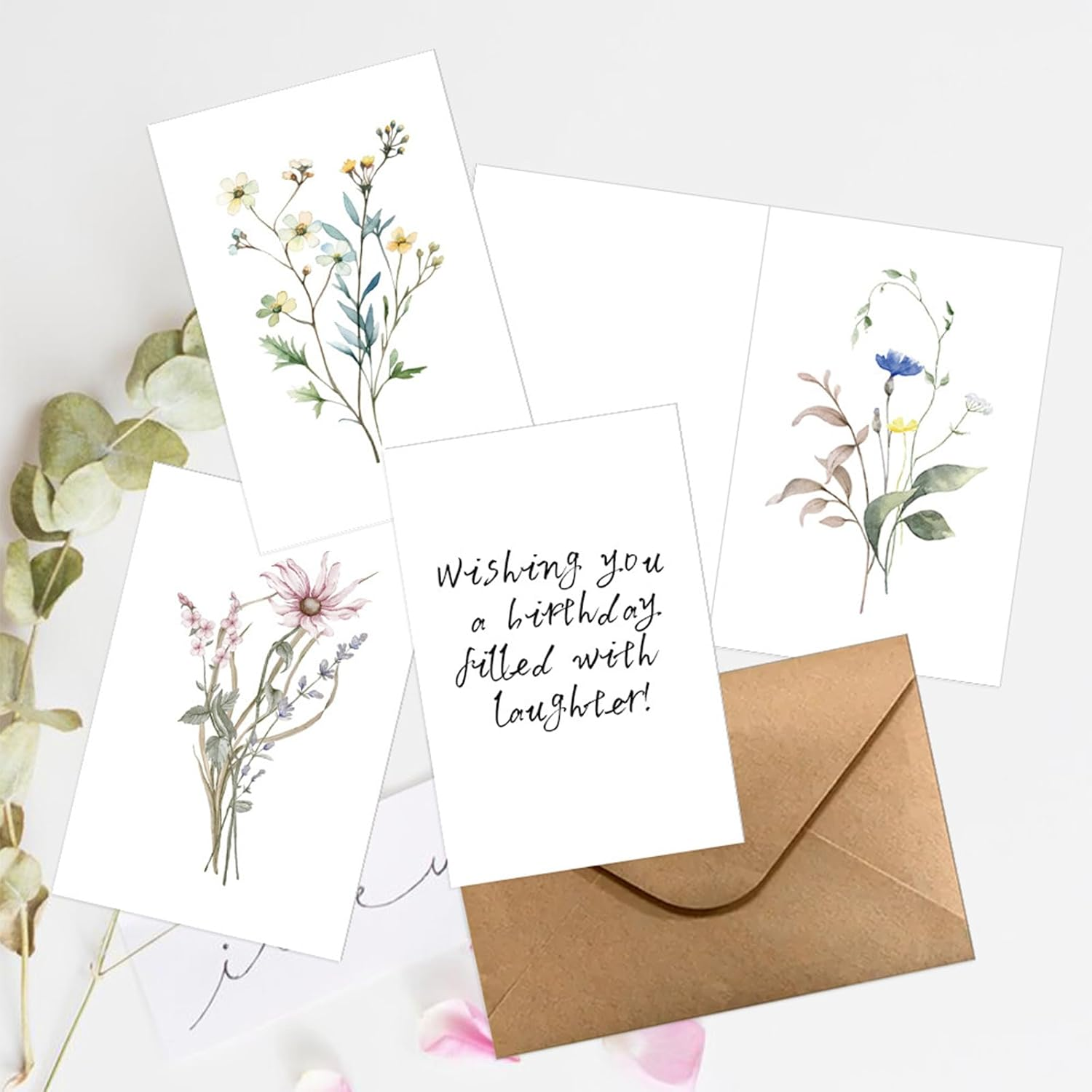 Yeanifeana 40 Pack Blank Cards, Elegant Floral Greeting Cards with Rustic Envelopes, All-Occasion Greeting Cards for Weddings Birthdays Thank You, Blank Cards Design Stationery Set image number 5
