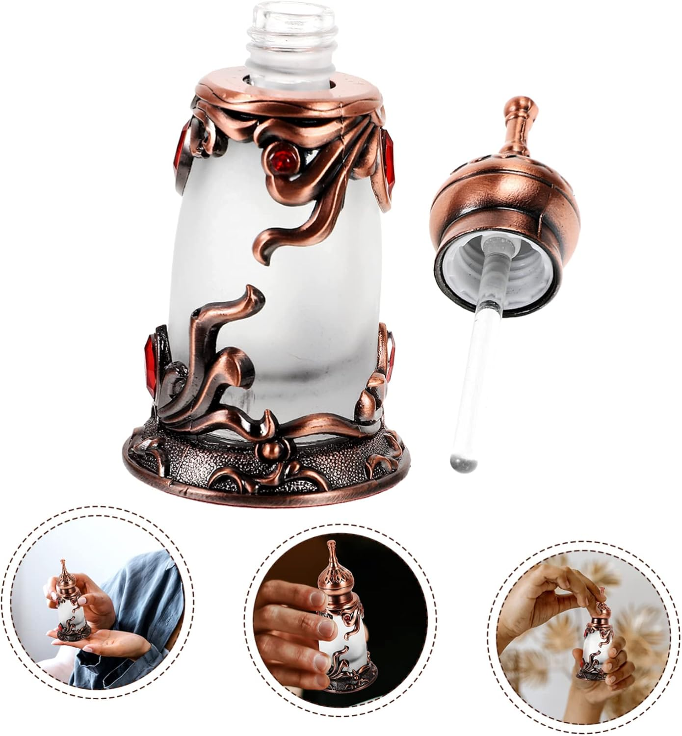 Beavorty 2Pcs Perfume Bottle Essential Oil Bottle Metal Trim Metal Decor Portable Perfume Bottle Vintage Perfume Bottles Retro Decor Vintage Decor Container Alloy Old Fashioned image number 5