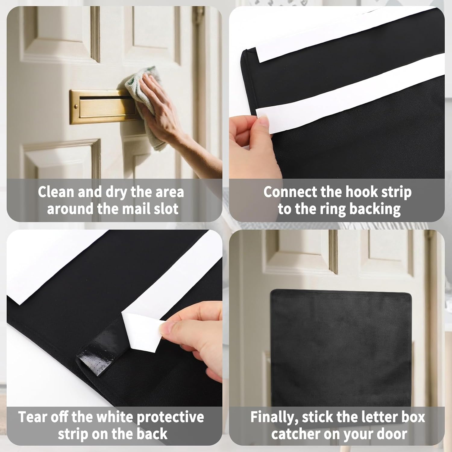 DOINEUFL 20 Inch Letter Box Catcher, Wall Mounted Waterproof Letterbox Cage & Letter Catcher for Post Boxes,Durable Letterboxes & Accessories, Post Catcher to Secure Letters & Parcels (White) - Black image number 2