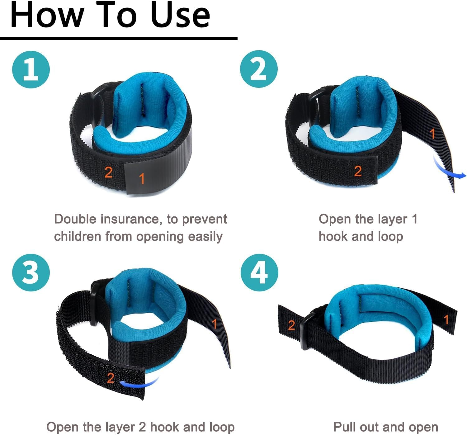 Shuoteng Anti-Lost Safety Wristband Strap Wrist Link, 1Pc Toddler Harness Walking Leash Safety Child Wristband Leashes, 360&deg; Rotation Baby Safety Harness, 2M anti Lost Wrist Link Belt for Kids, Blue image number 1