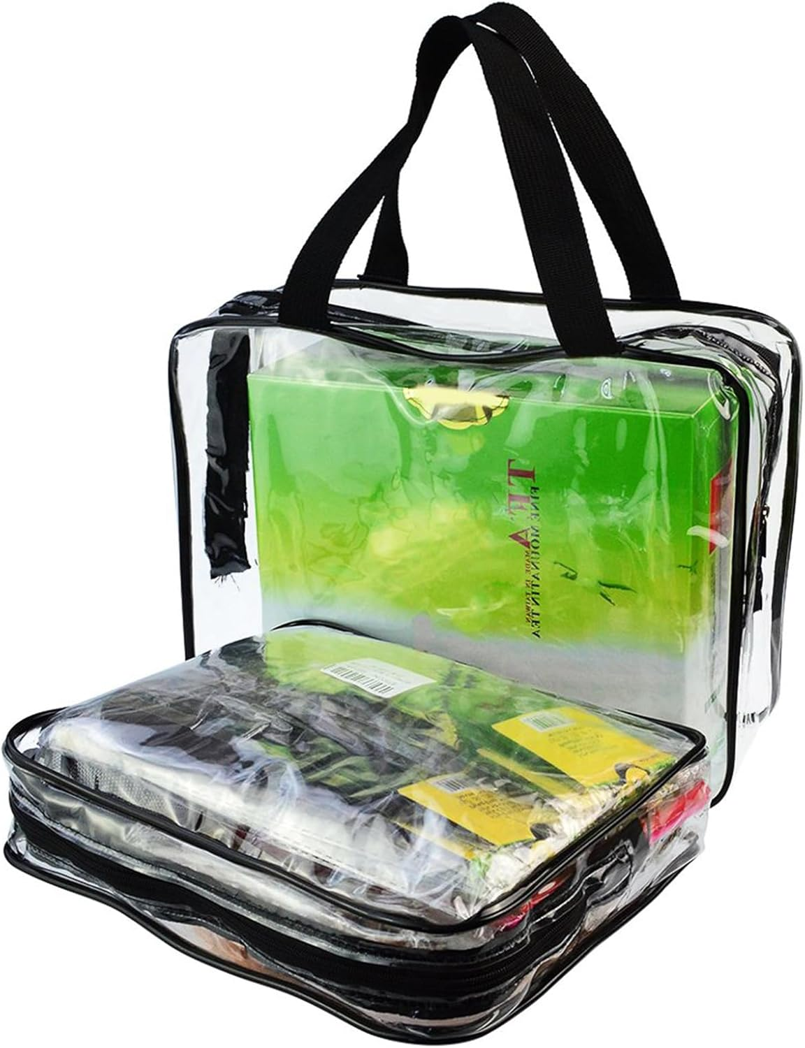 OJIOUI 5 Pack Clear Plastic Zippered Toiletry Bag, TSA Portable Cosmetic Makeup Bag for Vacation, Bathroom and Organizing（Black） image number 5