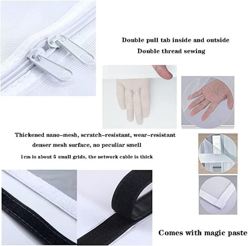 Screen Door Cat Screen Door Fits Door,Reinforced Pet Proof Door Screen,Double Zip Door Screen Mesh for Prevent Cats and Dogs from Escaping.-A||100X220Cm image number 3