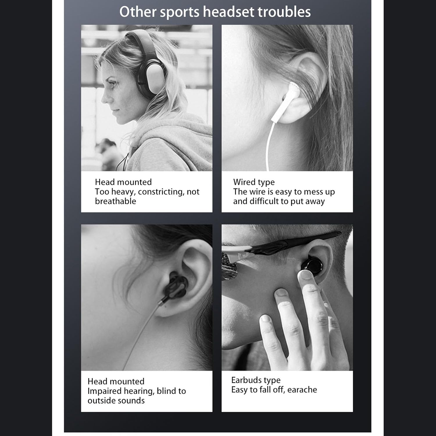 Jectse Bone Conduction Headphones, V5.3 Stereo ENC Noise Reduction IPX6 Waterproof Open Ear Headphones Sports Earphones for Running Cycling up to 6 Hours Playtime