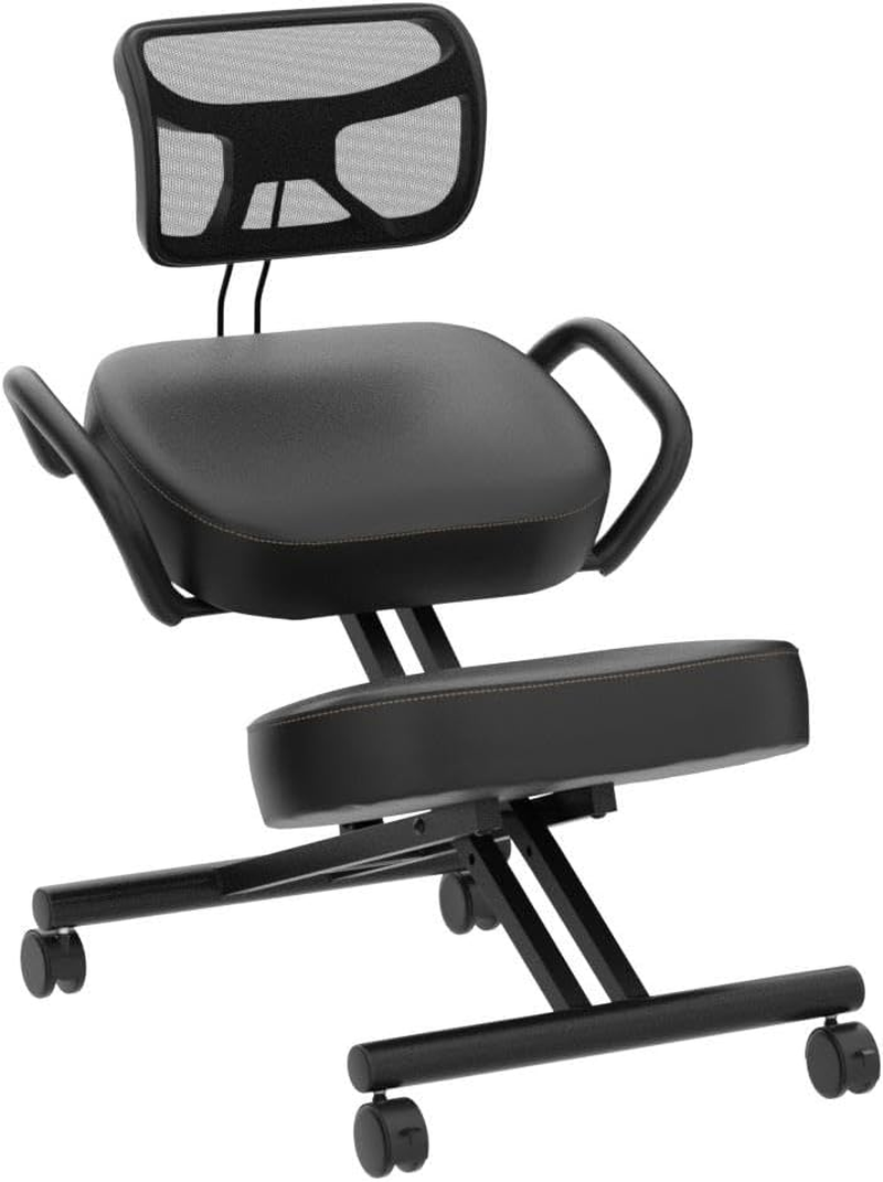 DRAGONN (By VIVO) Ergonomic Kneeling Chair with Back Support, Adjustable Stool for Home and Office with Angled Seat for Better Posture - Thick Comfortable Cushions, Black (DN-CH-K02B) image number 6