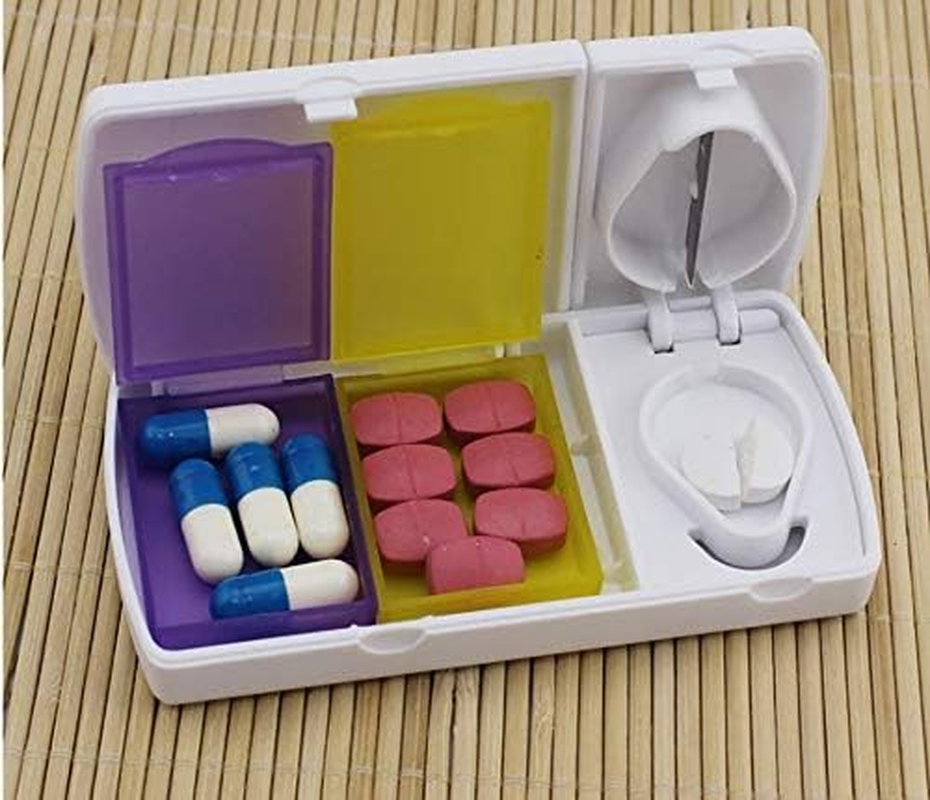 Pill Cutter Tablet Splitter Medicine Case Pill Box Portable Pill Box (White) image number 1
