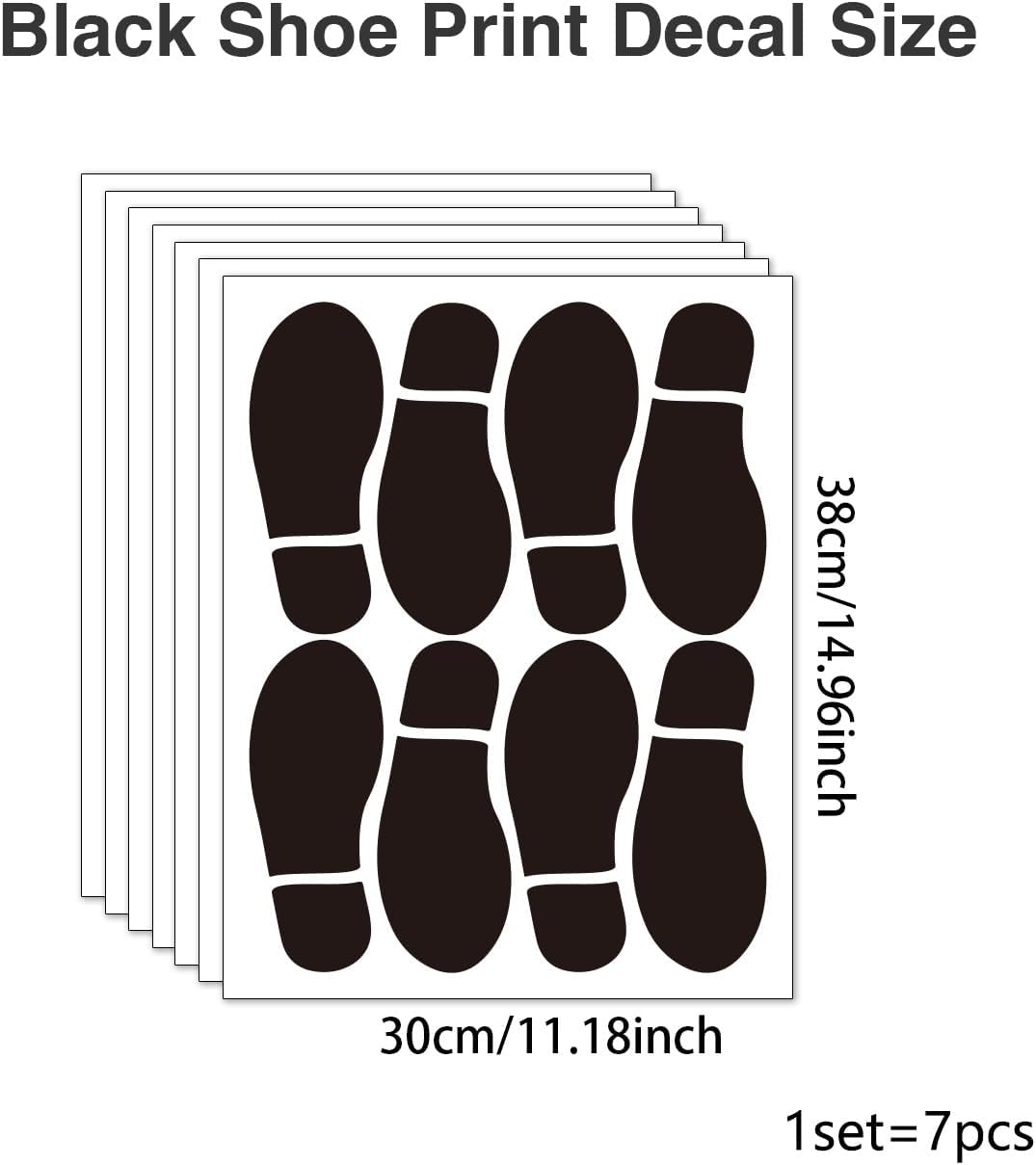 28 Pairs 56 Prints Black Shoe Stickers，Black Footprint Decals，Floor Wall Stairs to Guide Directions，For Office School Floor Wall Stairs to Guide Directions image number 2