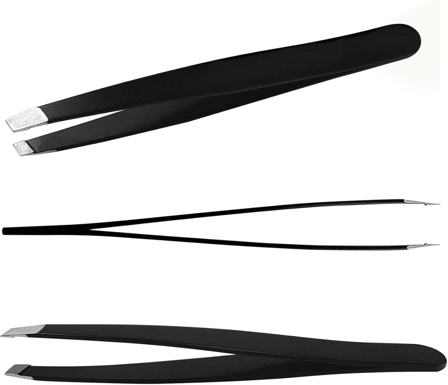 TRIXES Tweezers - Slant Tip - Stainless Steel - Matte Black image number 5