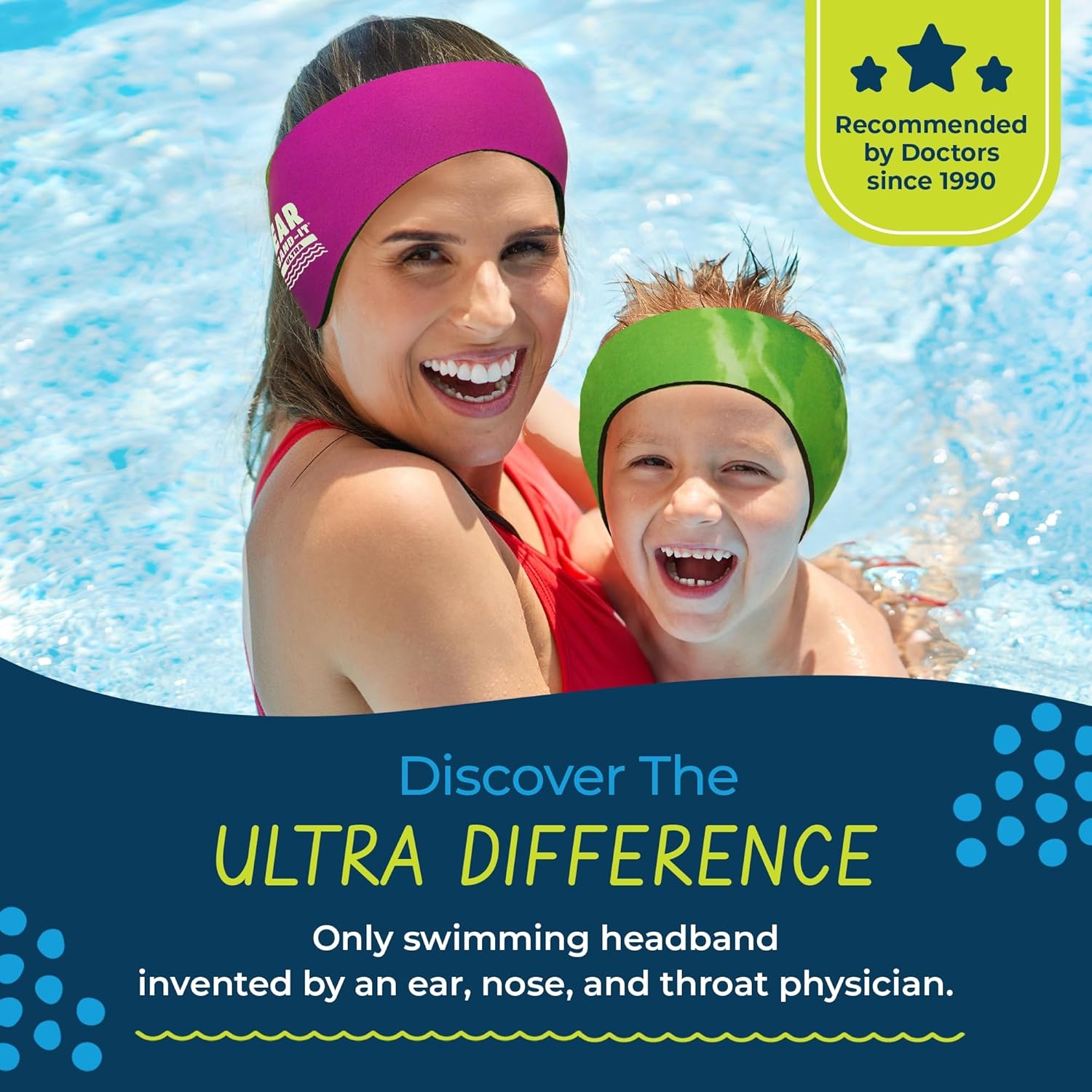 Ear Band-It Ultra Swimming Headband - Best Swimmer'S Headband - Keep Water Out, Hold Earplugs in - Doctor Recommended - Secure Ear Plugs - Invented by ENT Physician (Sea Life, Small (Ages 1-3))