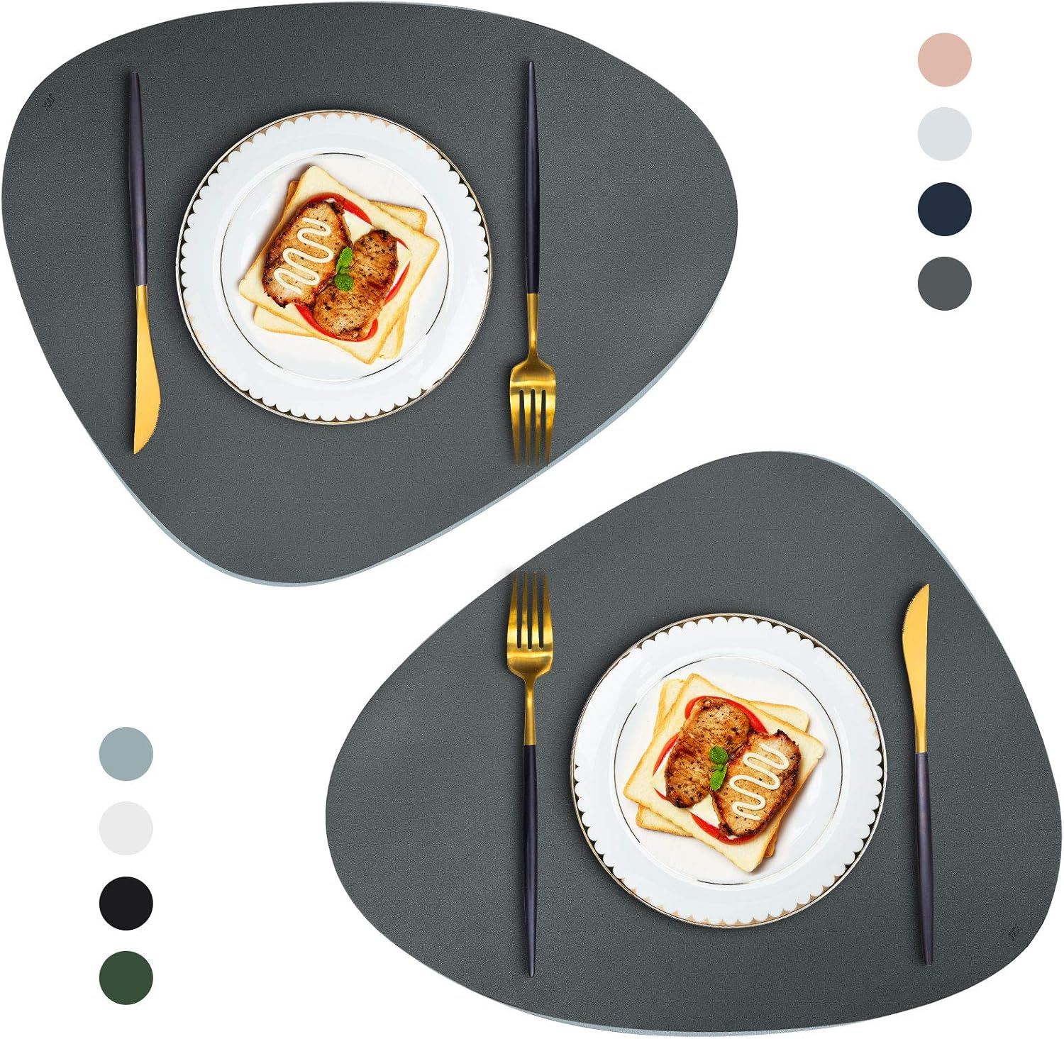 JTX Placemats Set of 4 Coasters and 4 Faux Leather Placemats for Dinning Table Stain and Heat Resistant Non-Slip Elegant Table Mats for Parties BBQ Holidays Everyday (Black)