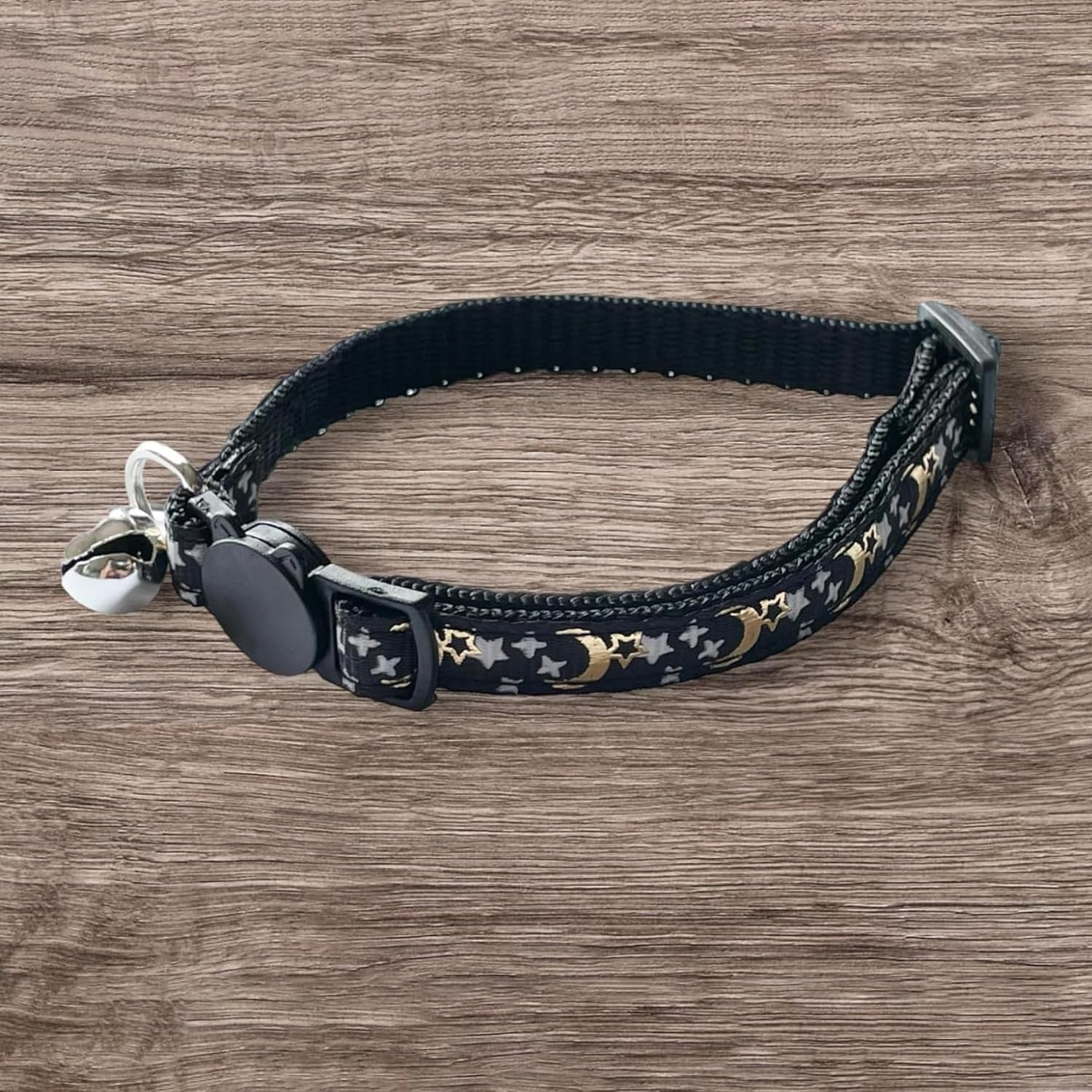Cat Collars Quick Release,Reflective Night Theme Kitten Collar with Moon and Stars,Breakaway Black Reflective Cute Adjustable Lightweight Collar Cat,For Cats,Kittens,Small Pets(Black) image number 5