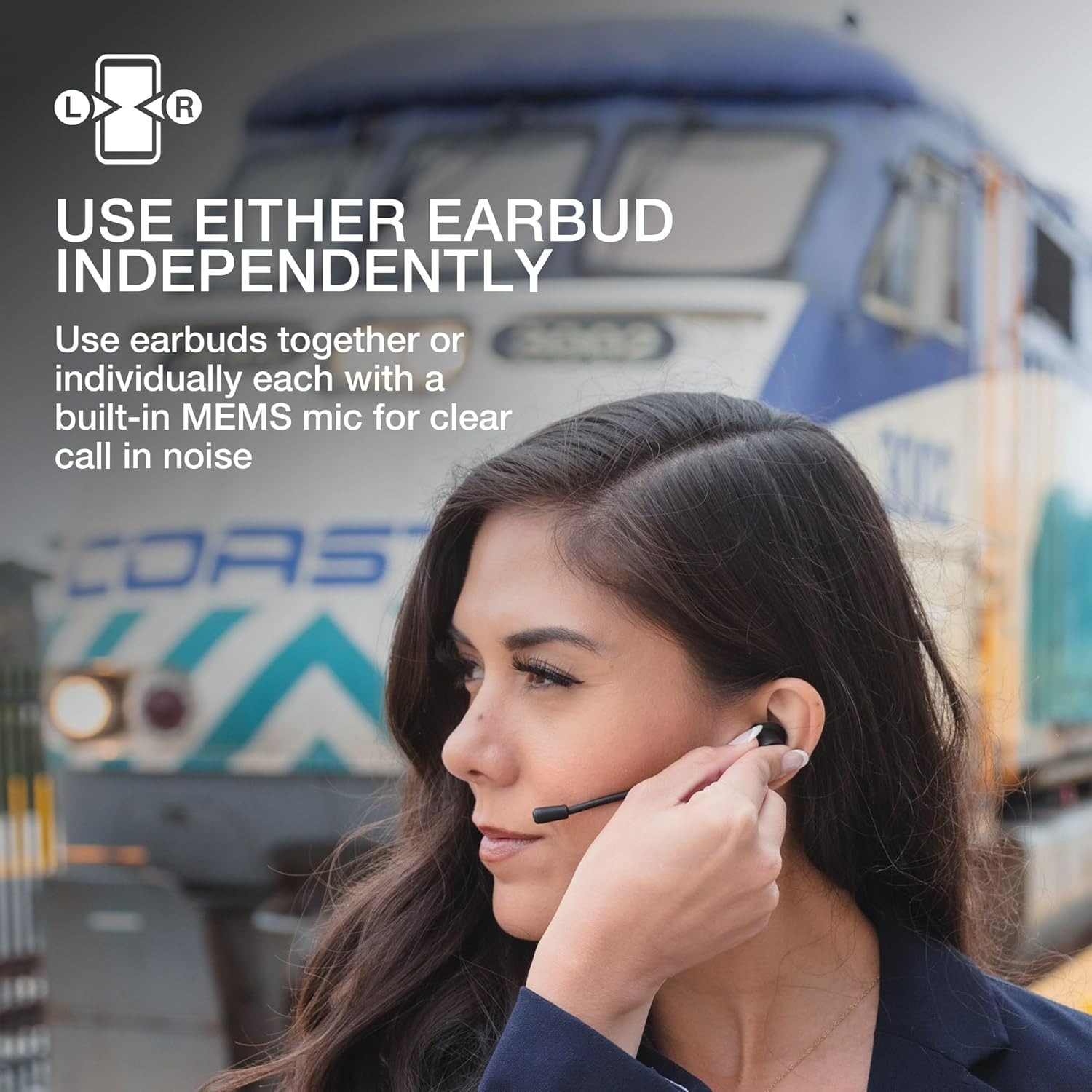 Jlab Work Buds True Wireless Earbud Headset, Bluetooth Earphones with Detachable Microphone - 55+ Total Playtime, Office PC Headphones with Multipoint Connect to Computer, Laptop & Mobile image number 1