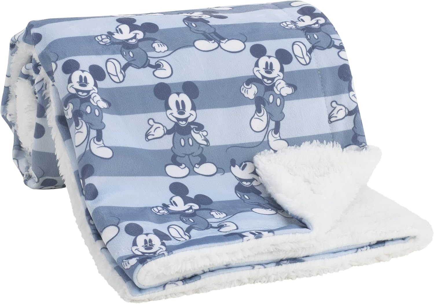 Disney Winnie the Pooh White, Yellow, and Aqua Sunshine and Clouds Super Soft Velboa with Sherpa Back Baby Blanket