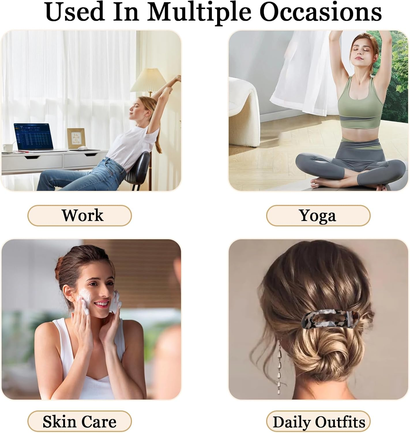 Ueiykoz 4 PCS Flat Hair Clip for Women,French Flat Claw Clip Strong Hold Hair Barrettes for Thick Thin,Comfortable Curved Barrette Perfect for Lying Down image number 1