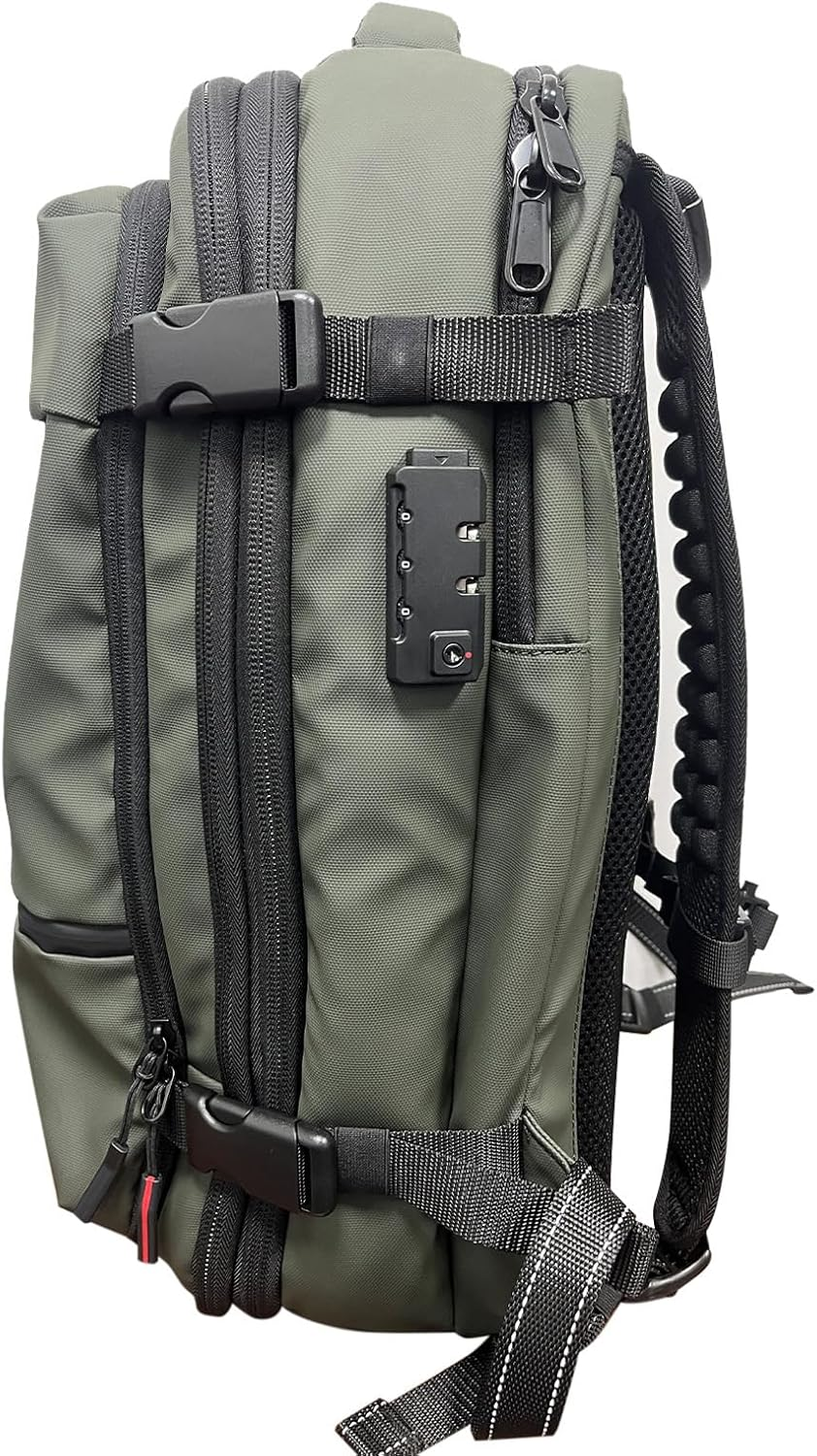 Vacuum Backpack, Large Capacity Water Expandable Travel Backpack, 19 Inch Laptop Bag with Vacuum Pump for Travel Business (Green) - Green image number 2