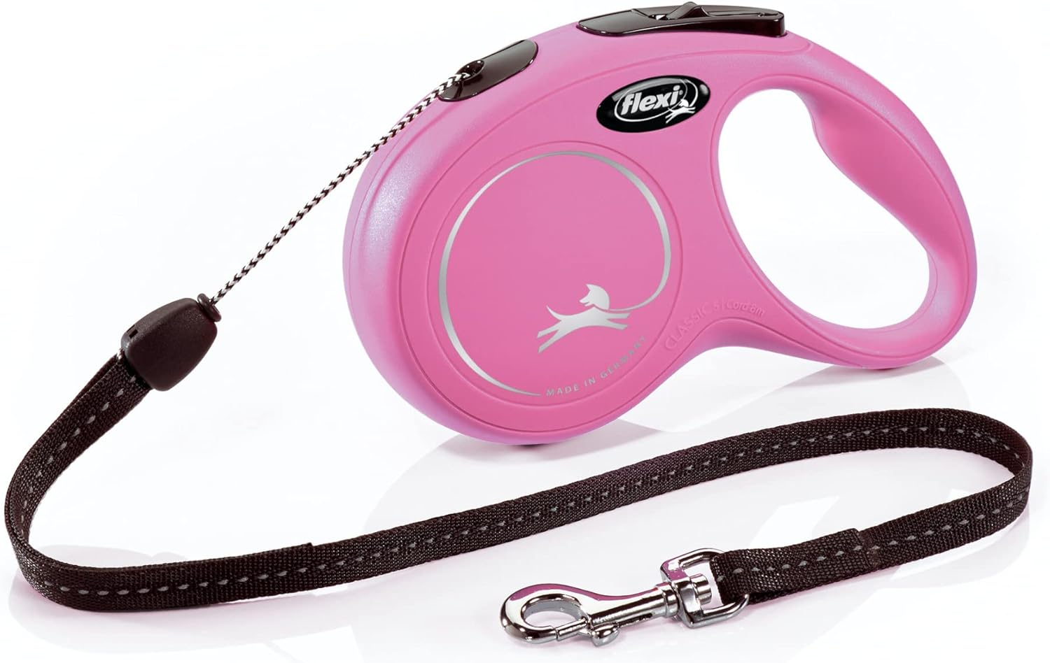 Flexi New Classic Cord Retractable Dog Leash for Small Dogs up to 26 Lbs. &ndash; 16 Ft., Pink | Tangle-Free Pet Walking Leash with One-Handed Brake, Pause, Lock|German Quality Product
