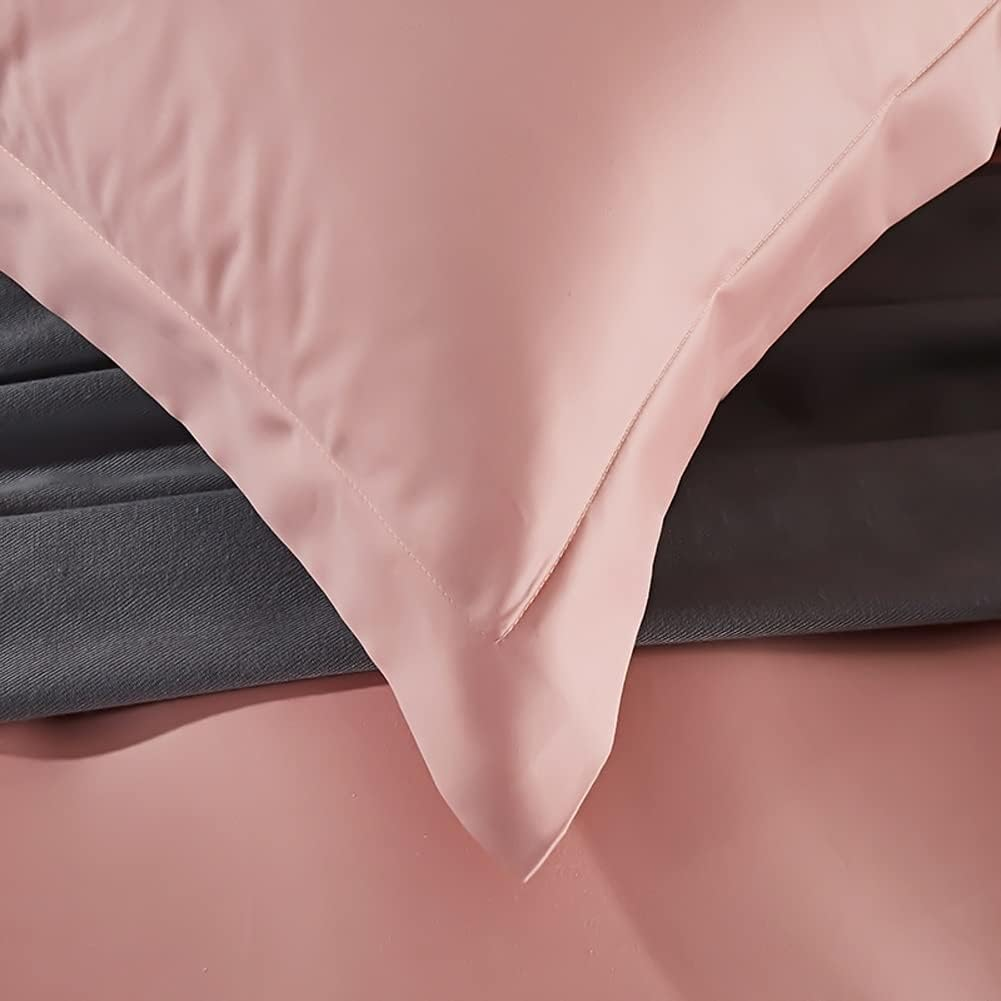 King Bedding Duvet Cover Set Full/Double Luxury Cotton Satin Bedding Set with Zipper Closure Solid 300 TC Long Staple Sateen with 1 Fitted Sheet and 2 Pillow Shams image number 5