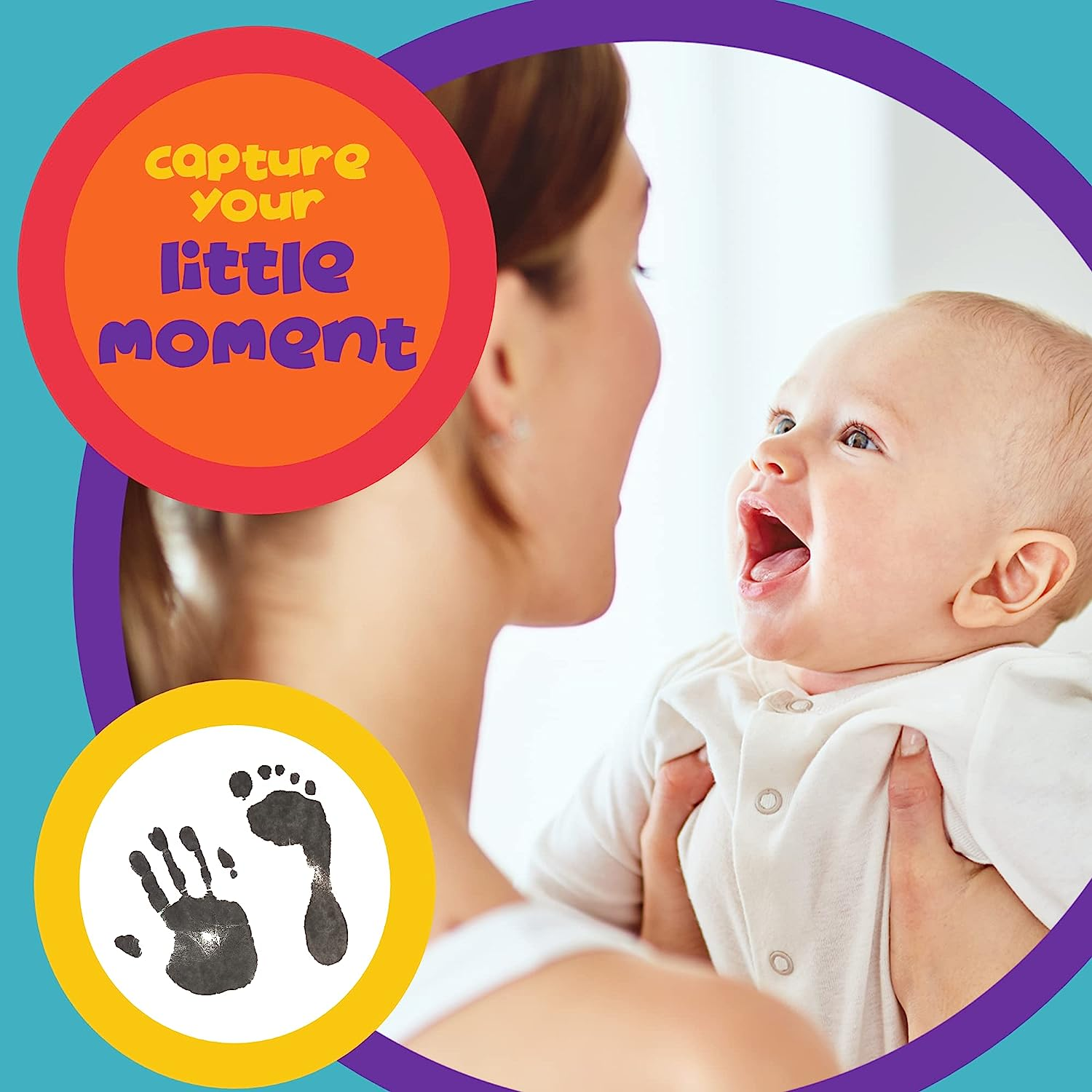 (Black) - Baby Footprint Kit - Easy Clean Baby-Safe Black Ink Pad for Baby Hand Prints and Footprints