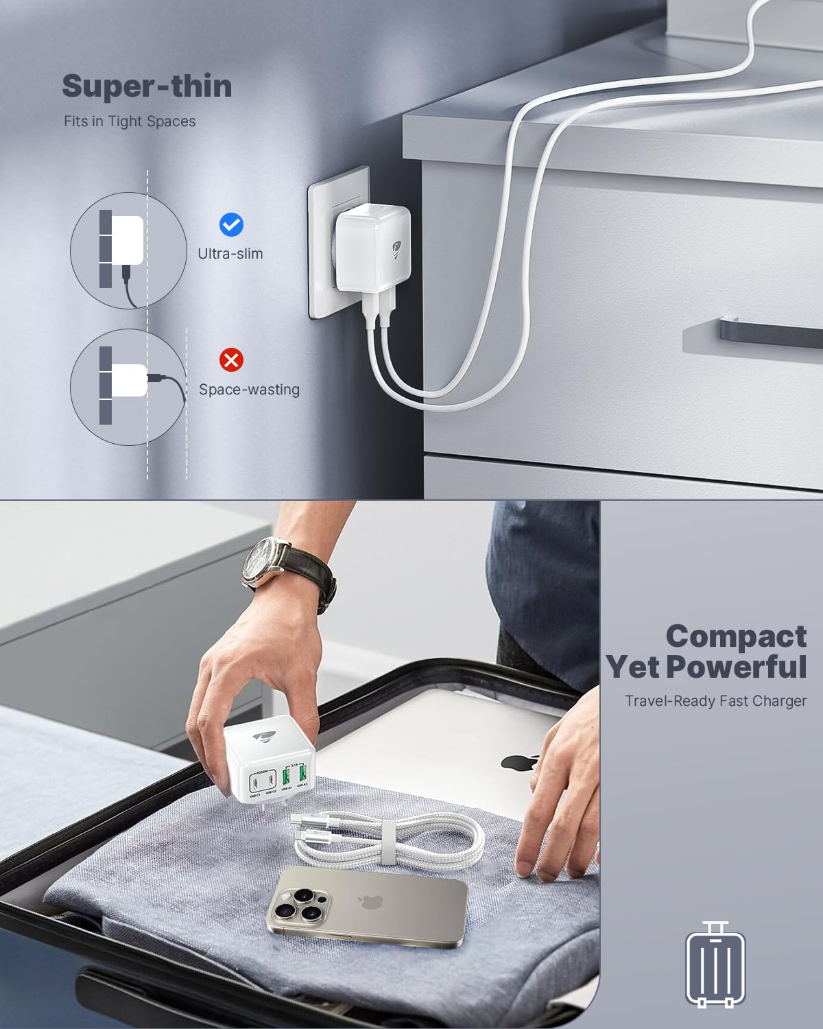 Aioneus USB C Charger, 40W USB C Plug 4-Port USB Charger Plug with Dual PD Type C and QC3.0 USB-A Fast Charging Port Multi Wall Charger Power Adapter AU Plug for Iphone 15, Ipad, Samsung, Lapto