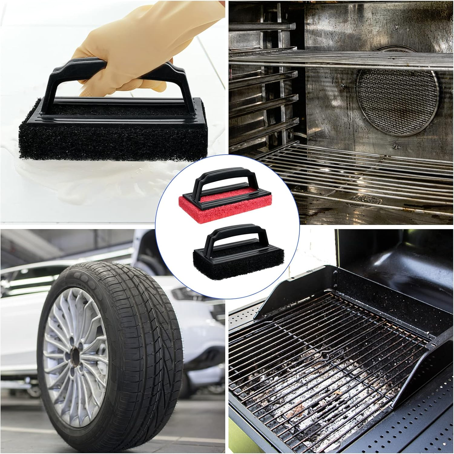 Aemygo Grill Cleaning Kit with Handle, 10 Pcs Heavy Duty Griddle Scrubber, Scouring Pads Brush Cast Iron Cleaner for Blackstone, Oven, Kitchen, Bathbub image number 6