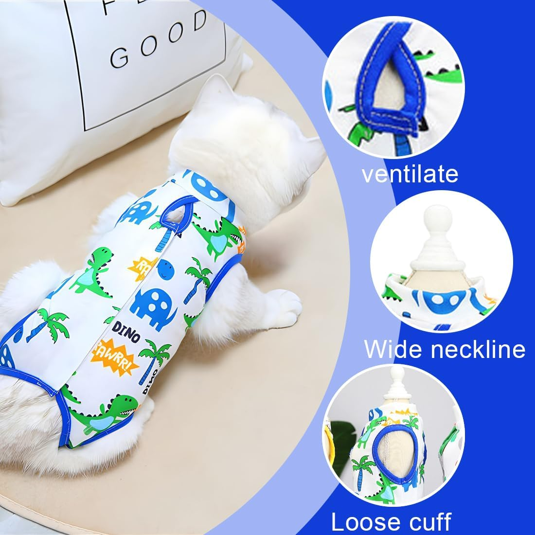 Cat Bodysuit after Cat, Cat Bodysuit for Cats, Recovery Suit Cat, Anti-Leak Suit, Pet Recovery Collar Alternative, Cat Onesie for Cats Breathable Soft Comfortable image number 3