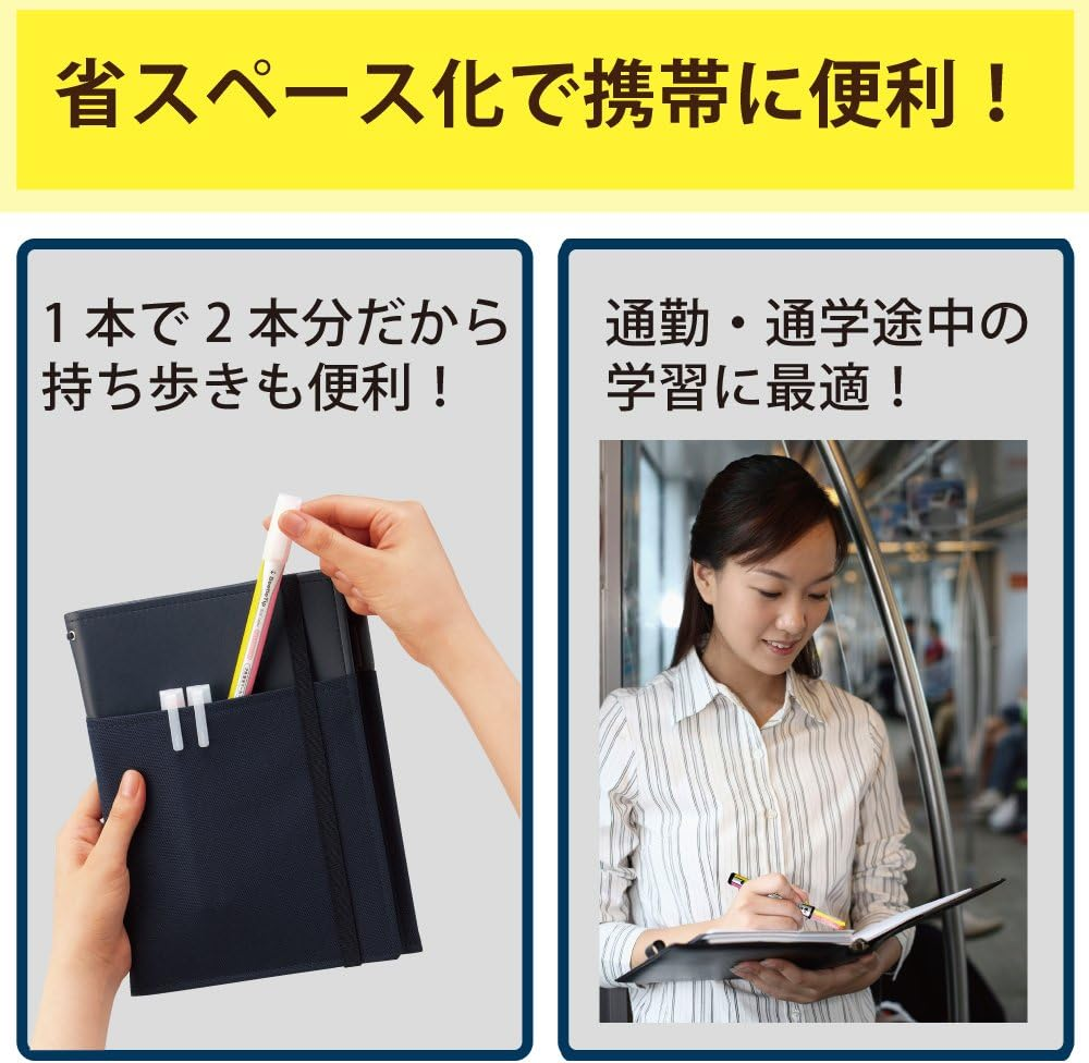 KOKUYO Beetle Tip Dual Color Highlighter, Fluorescent Markers, Soft Colors Set, Japan Import (PM-L313-3S) - Soft image number 4