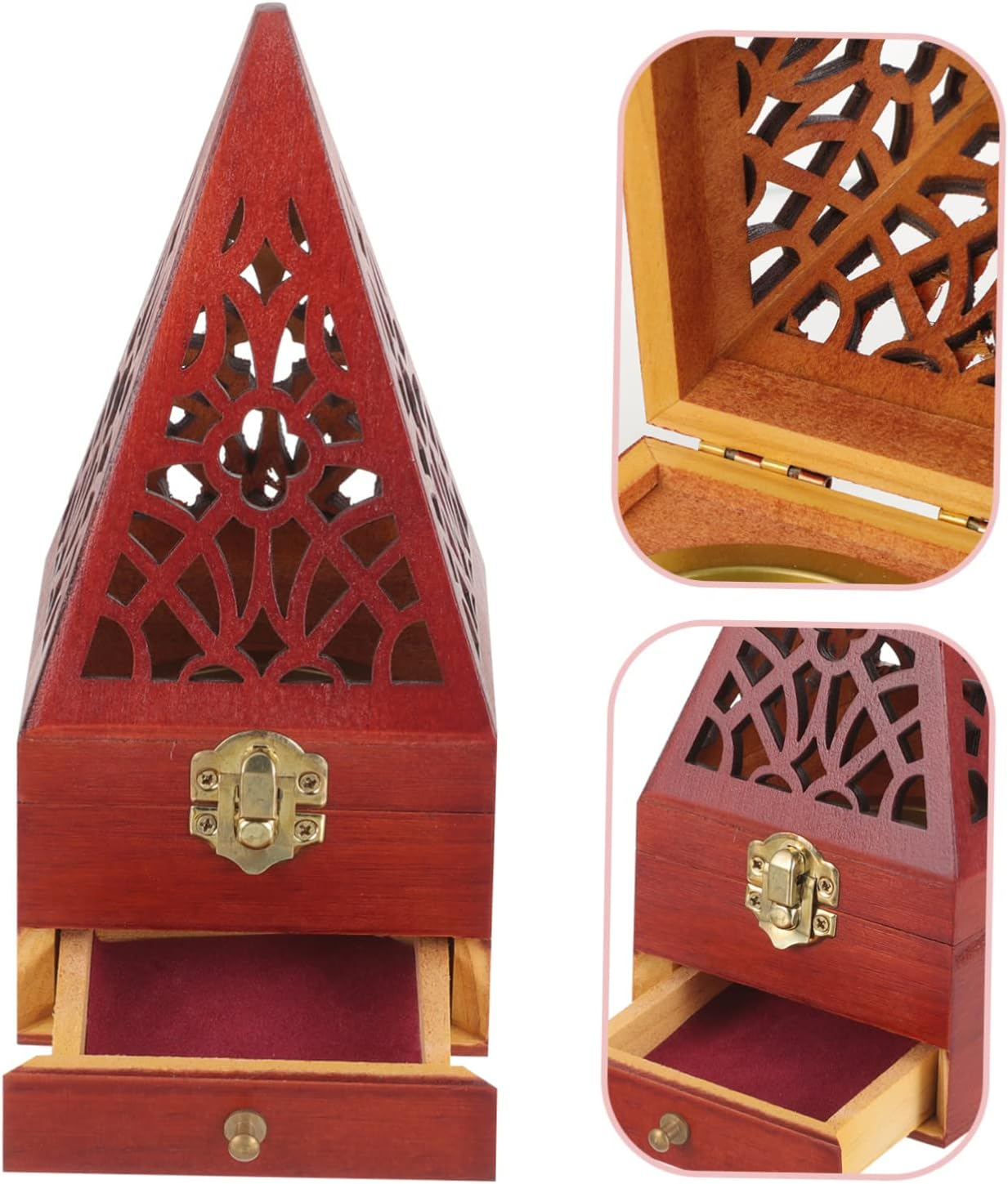 Abaodam 3Pcs Pyramid Incense Burner Holder Drawer Design Incense Burners for Home Decor and Meditation Space image number 6