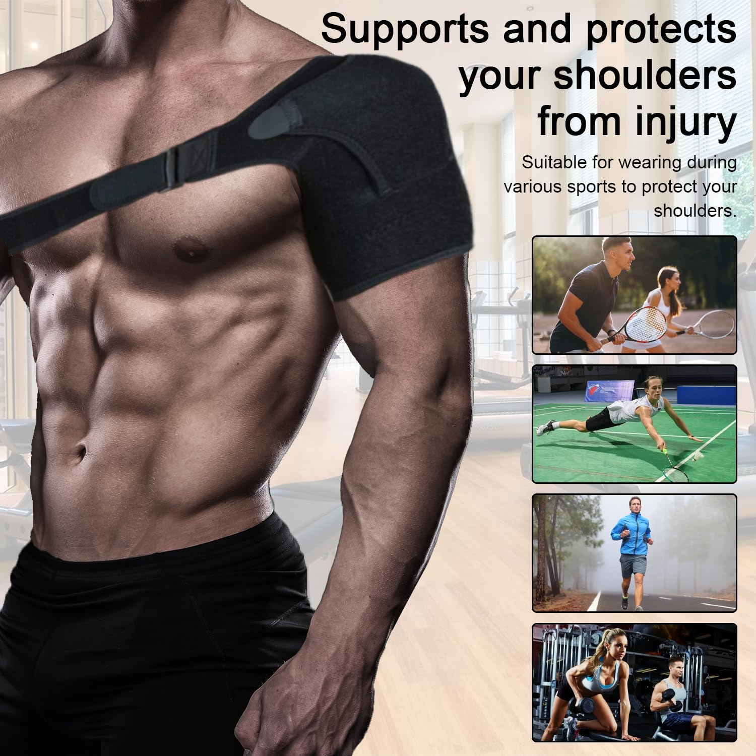 Shoulder Brace,Adjustable Shoulder Brace,Shoulder Support Brace,Torn Rotator Cufffor Men and Women,Prevention Tendonitis, Dislocation, AC Joint, Bursitis, Labrum Tear, Pain, Left/Right image number 5