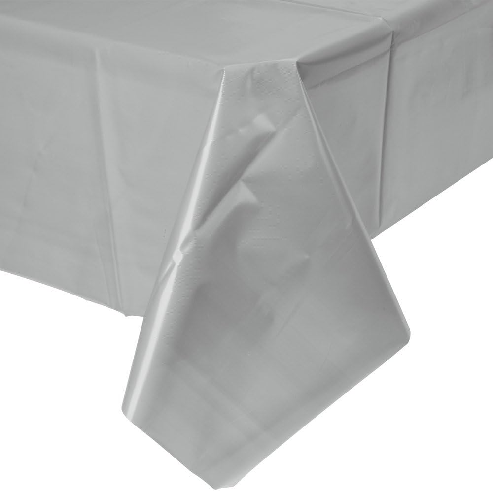 Amscan Plastic Rectangular Tablecover, Silver image number 5